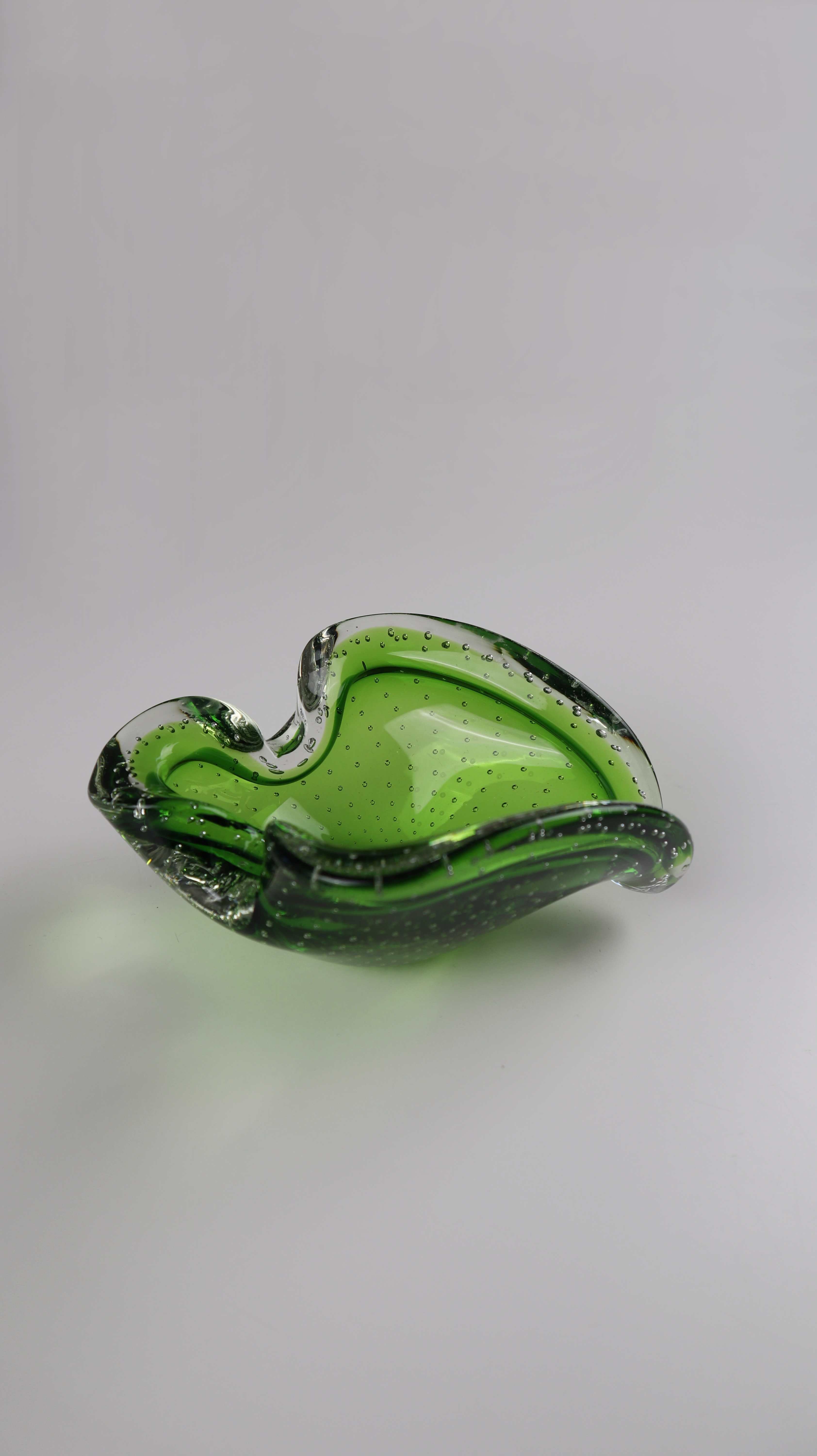 Vintage Schale Aschenbecher Murano Muranoglas Grün handgeblasen 60er