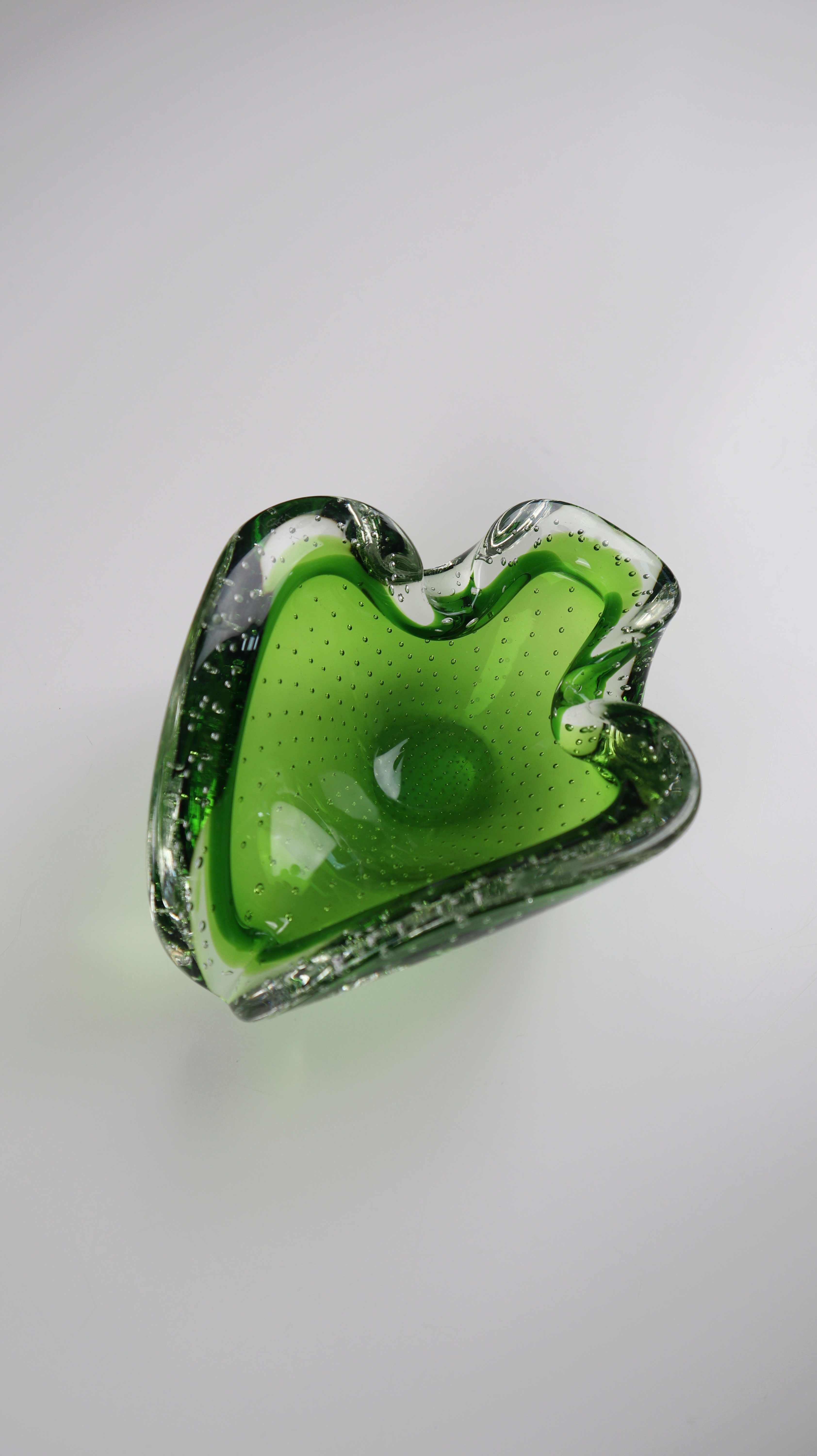 Vintage Schale Aschenbecher Murano Muranoglas Grün handgeblasen 60er