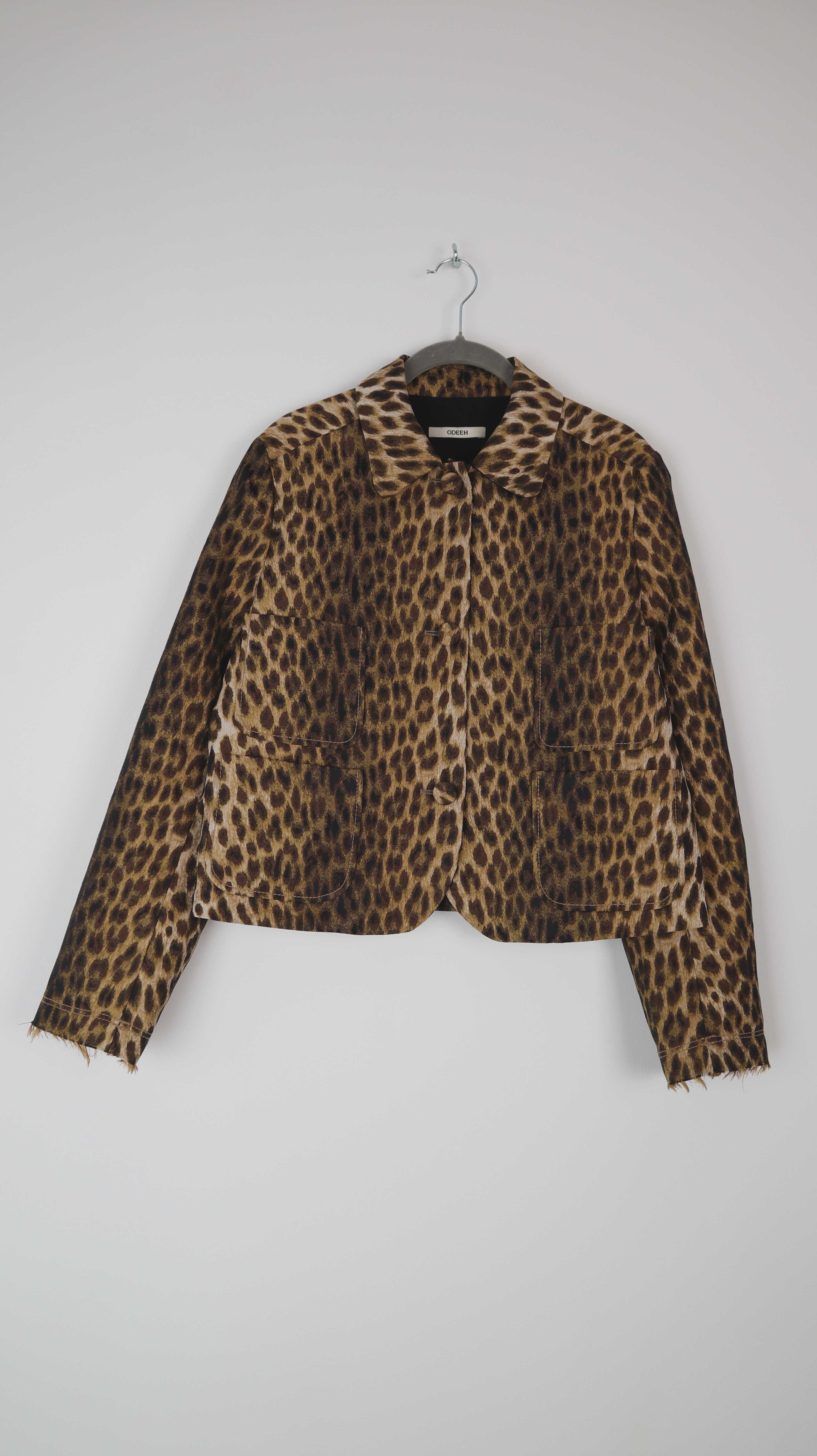 Odeeh Jacke Blazer braun beige 38 M Leo Animalprint Hazelnut Jacquard Jacket