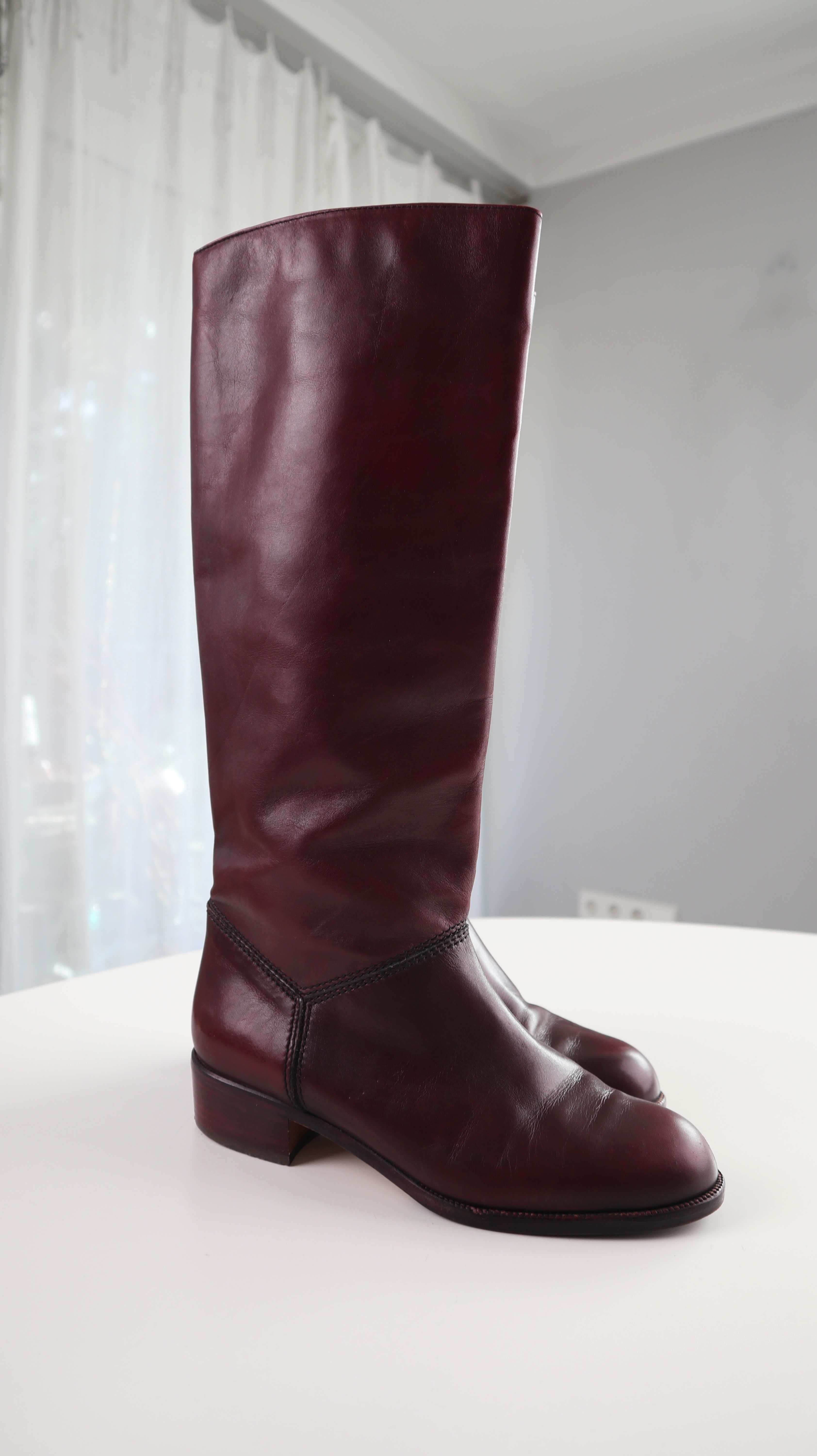Elastomer True Vintage Stiefel Lederstiefel Dunkelrot weinrot 38,5 Boots flach Bordeaux