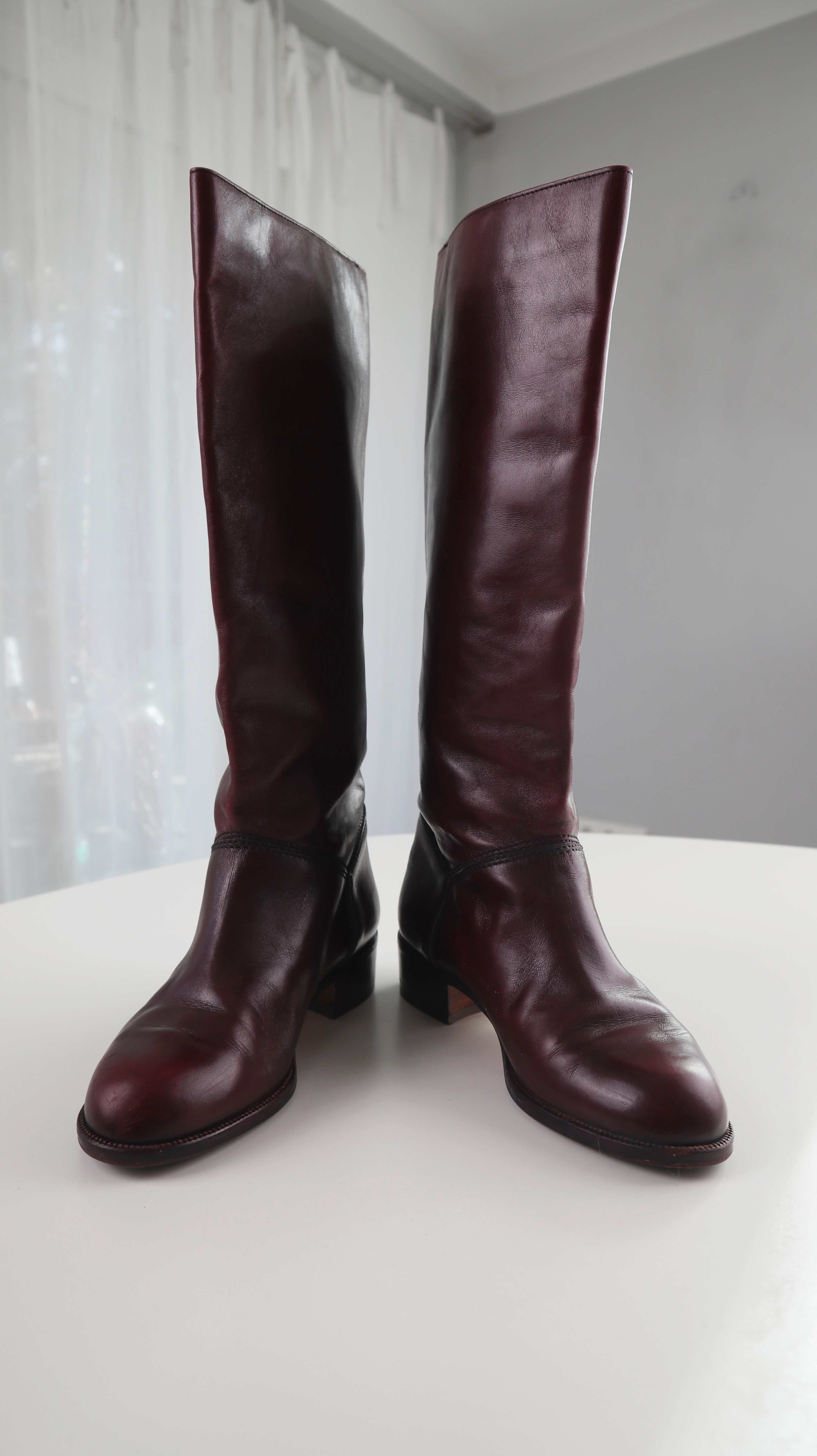 Elastomer True Vintage Stiefel Lederstiefel Dunkelrot weinrot 38,5 Boots flach Bordeaux