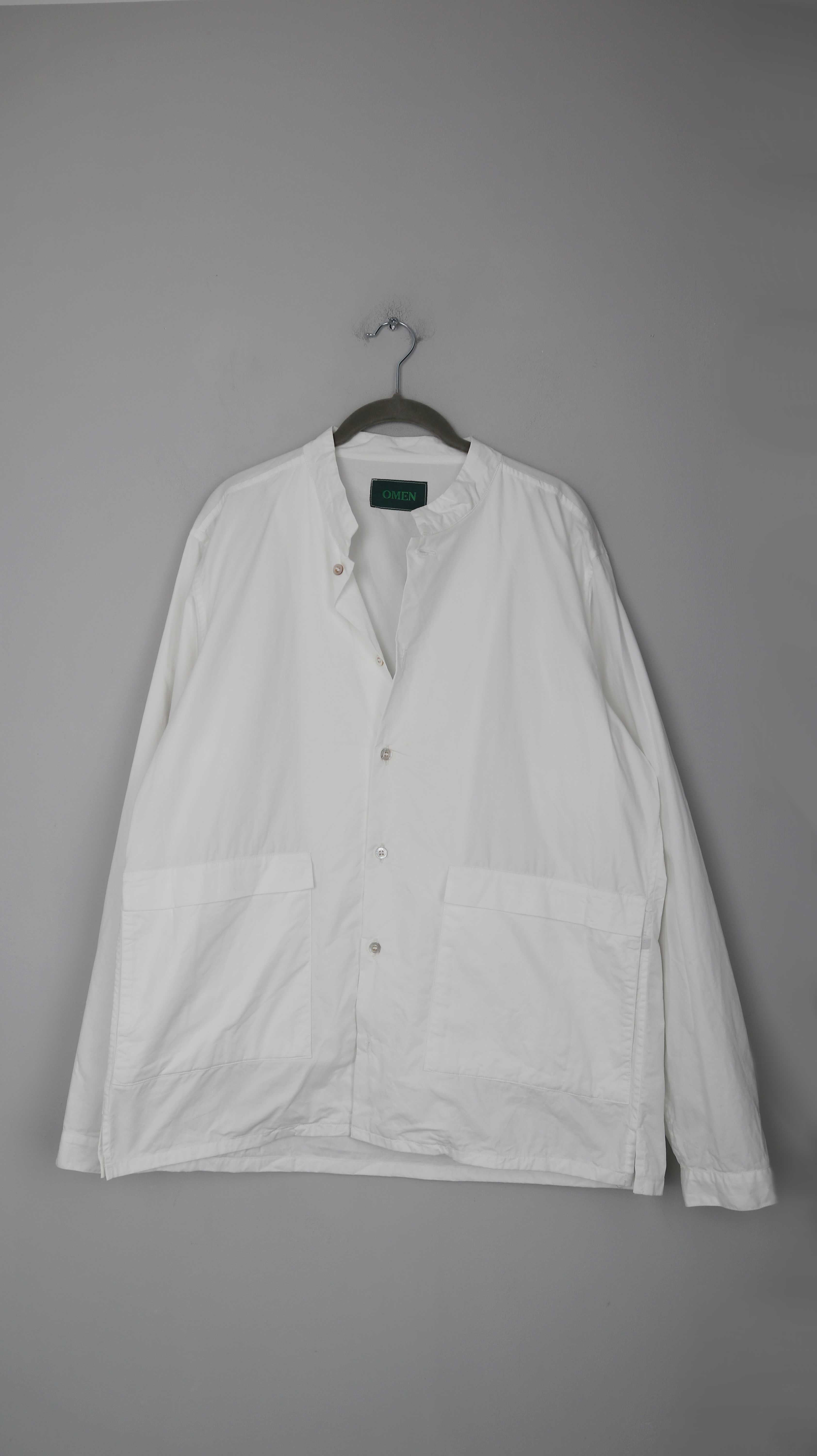 Omen Bluse Hemd weiß Taschen Hemdjacke basic Einheitsgröße