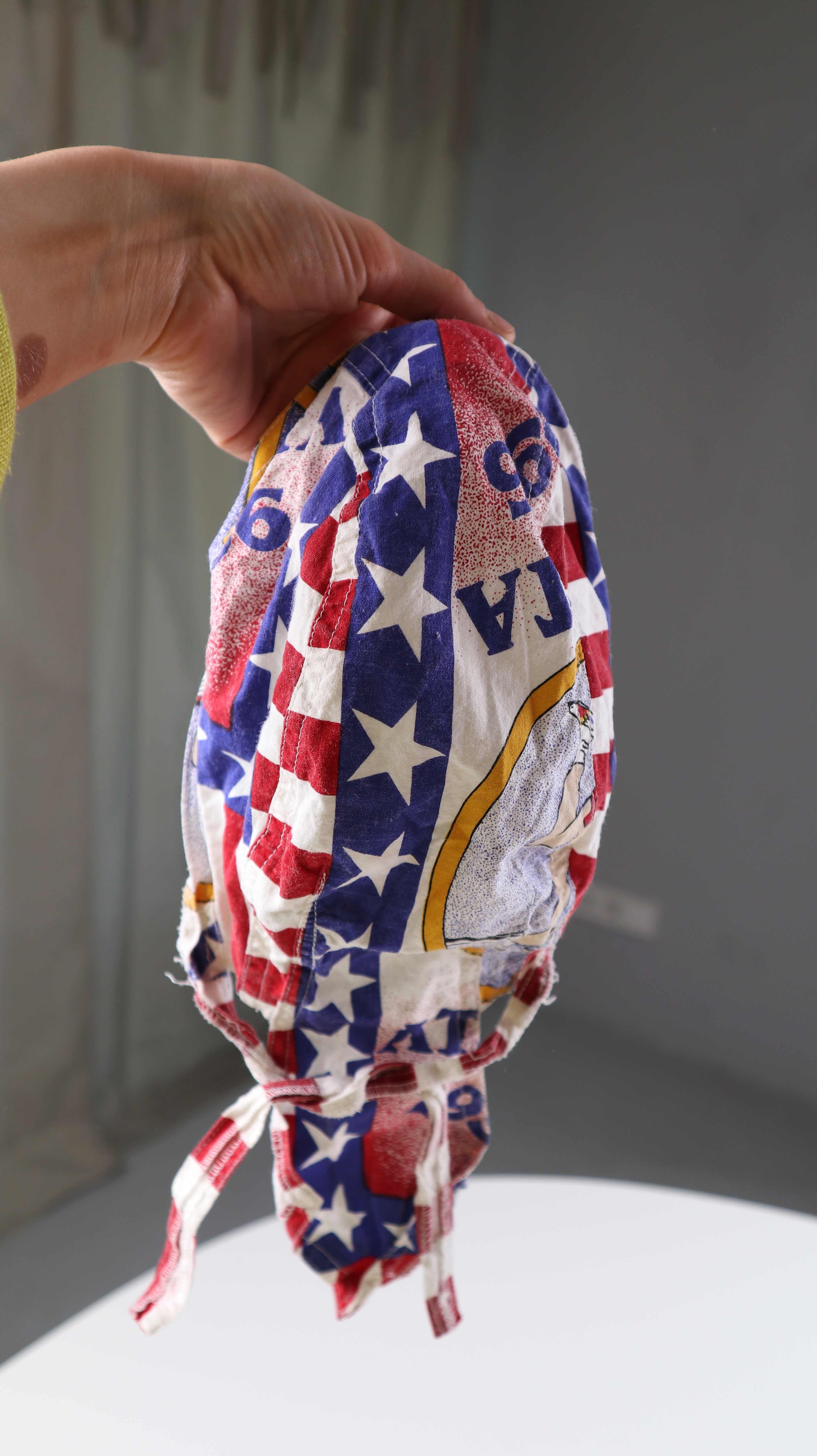 American Stripe Flag Bandana Baumwolle blau rot Kappe Mütze USA Flagge