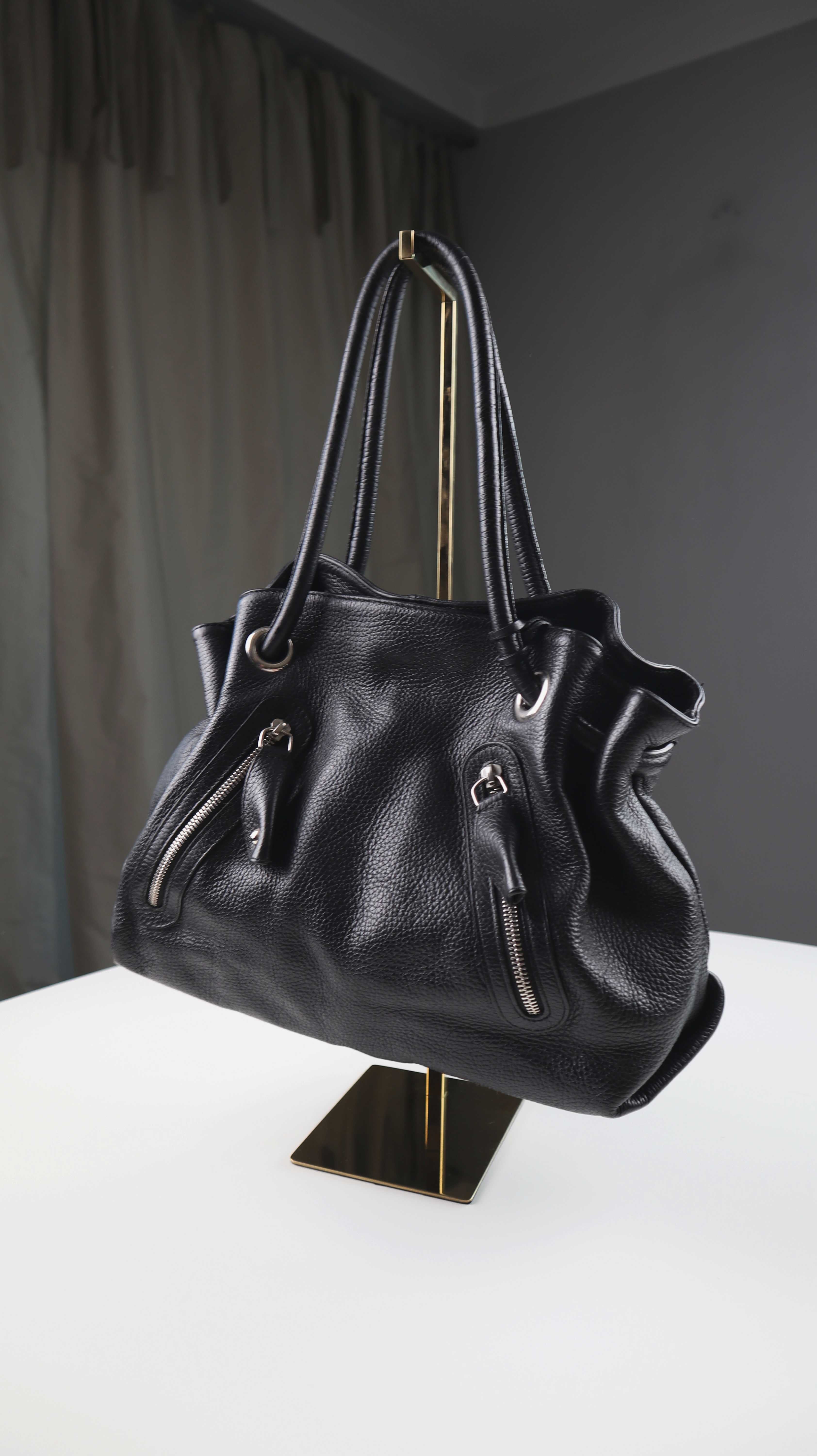 Furla Tasche Handtasche schwarz Shopper Ledertasche Leder Carmen large