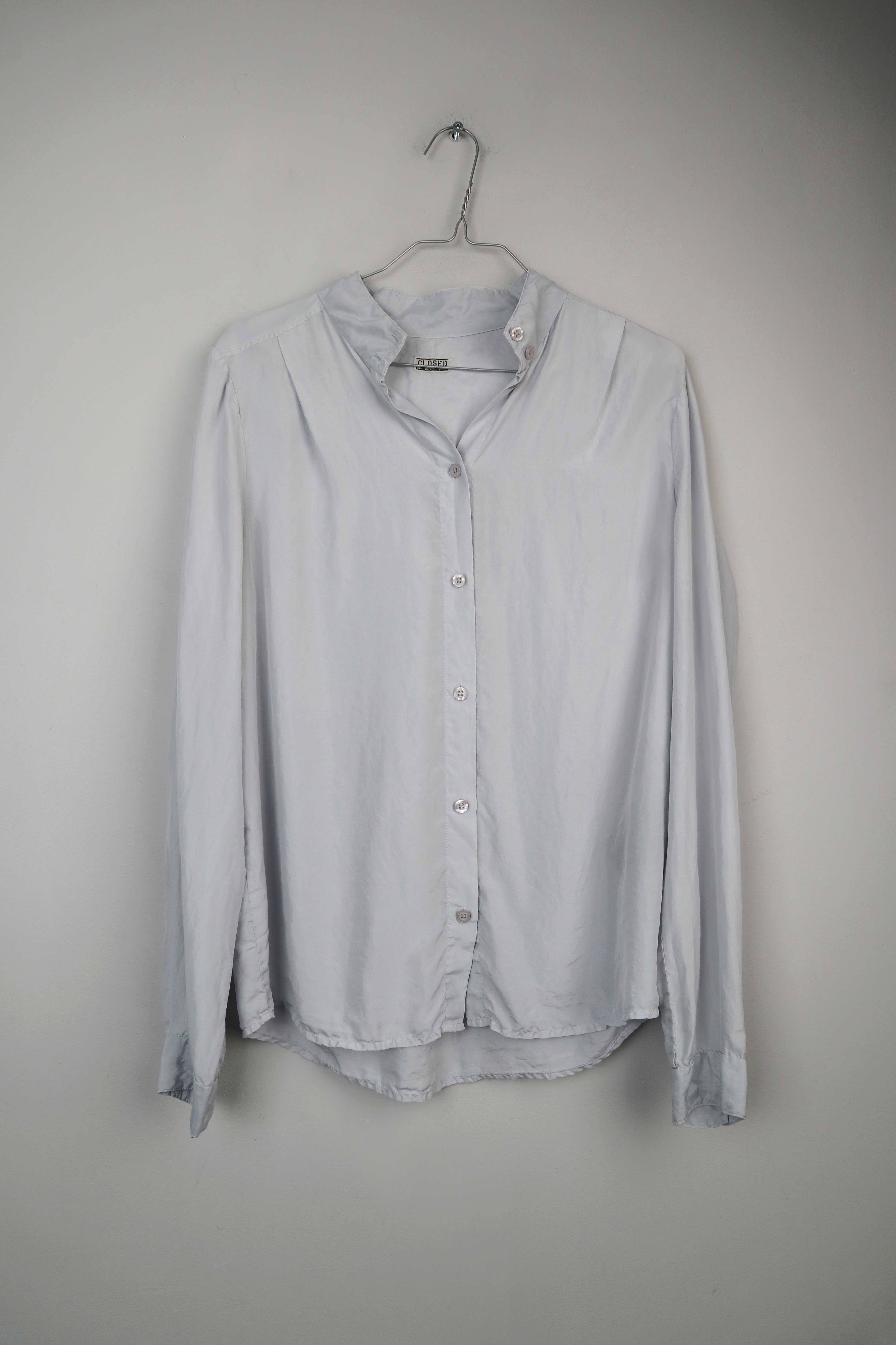 Closed Bluse Blau Seide Seidenbluse Hellblau XS 34 Silk einfarbig