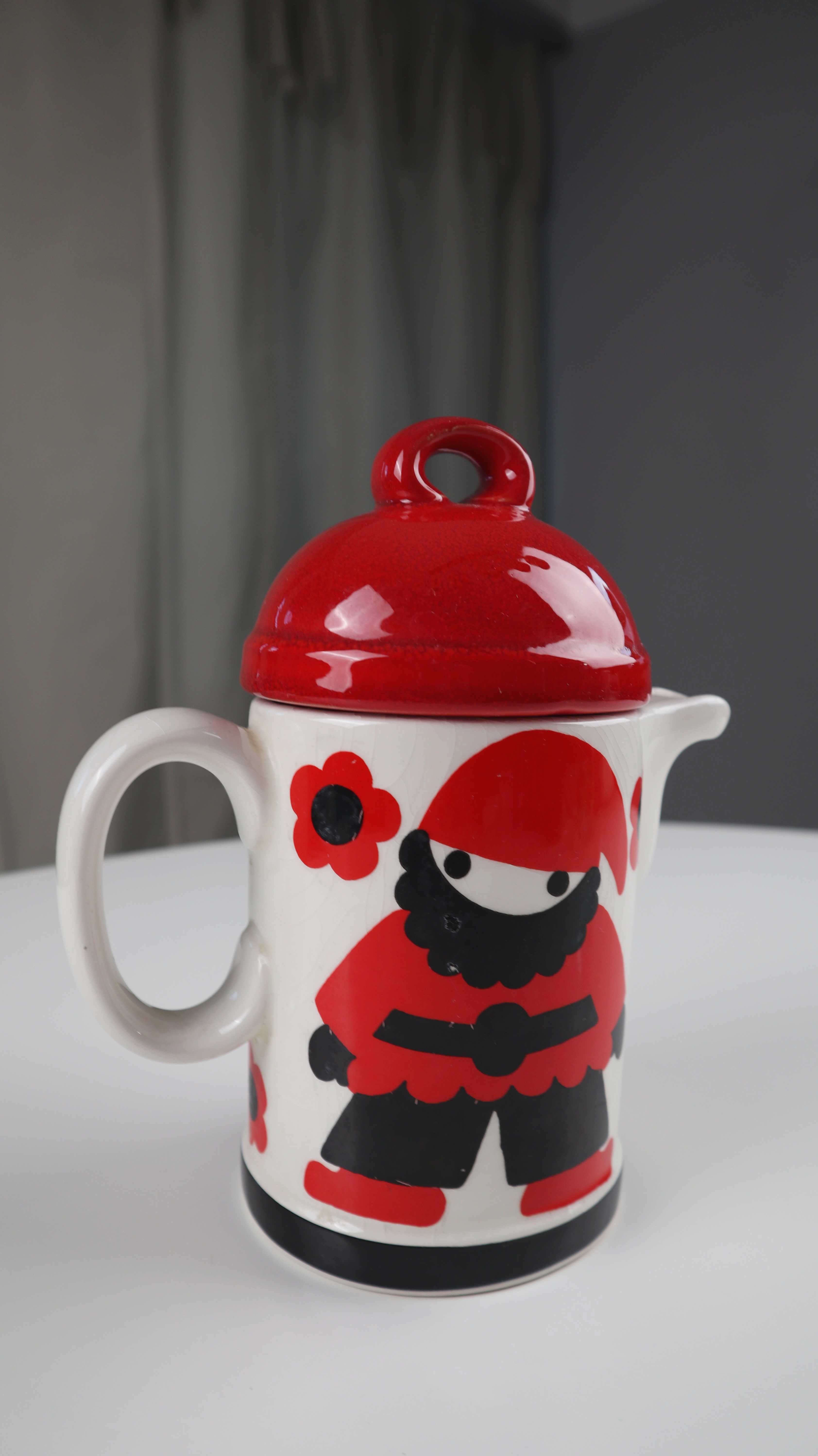 Pucki Kinderset Kanne Teekanne rot weiß Zwerg Porzallankanne