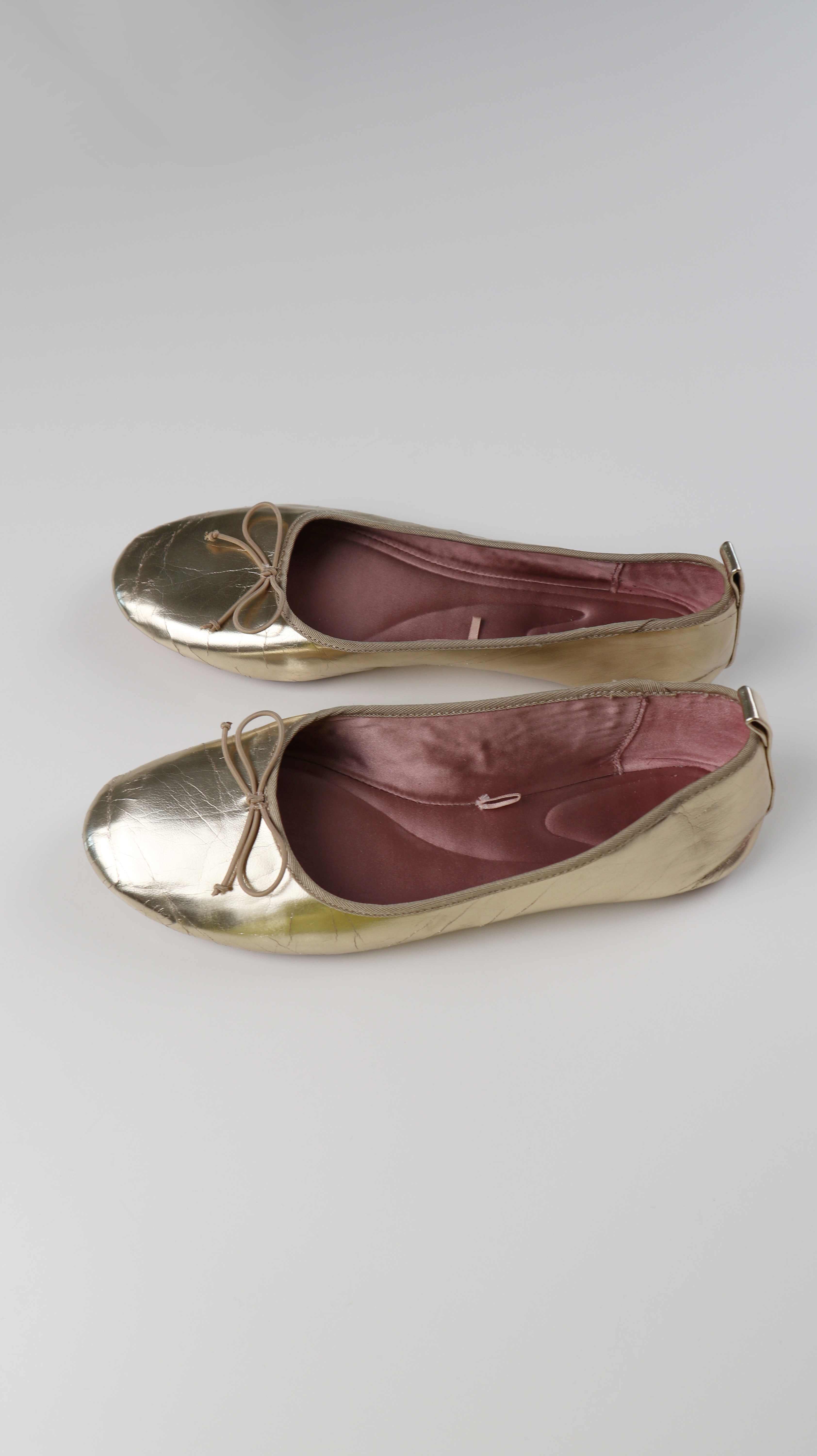 Zara Ballerinas Gold 39 Slipper Loafer Metallic flach