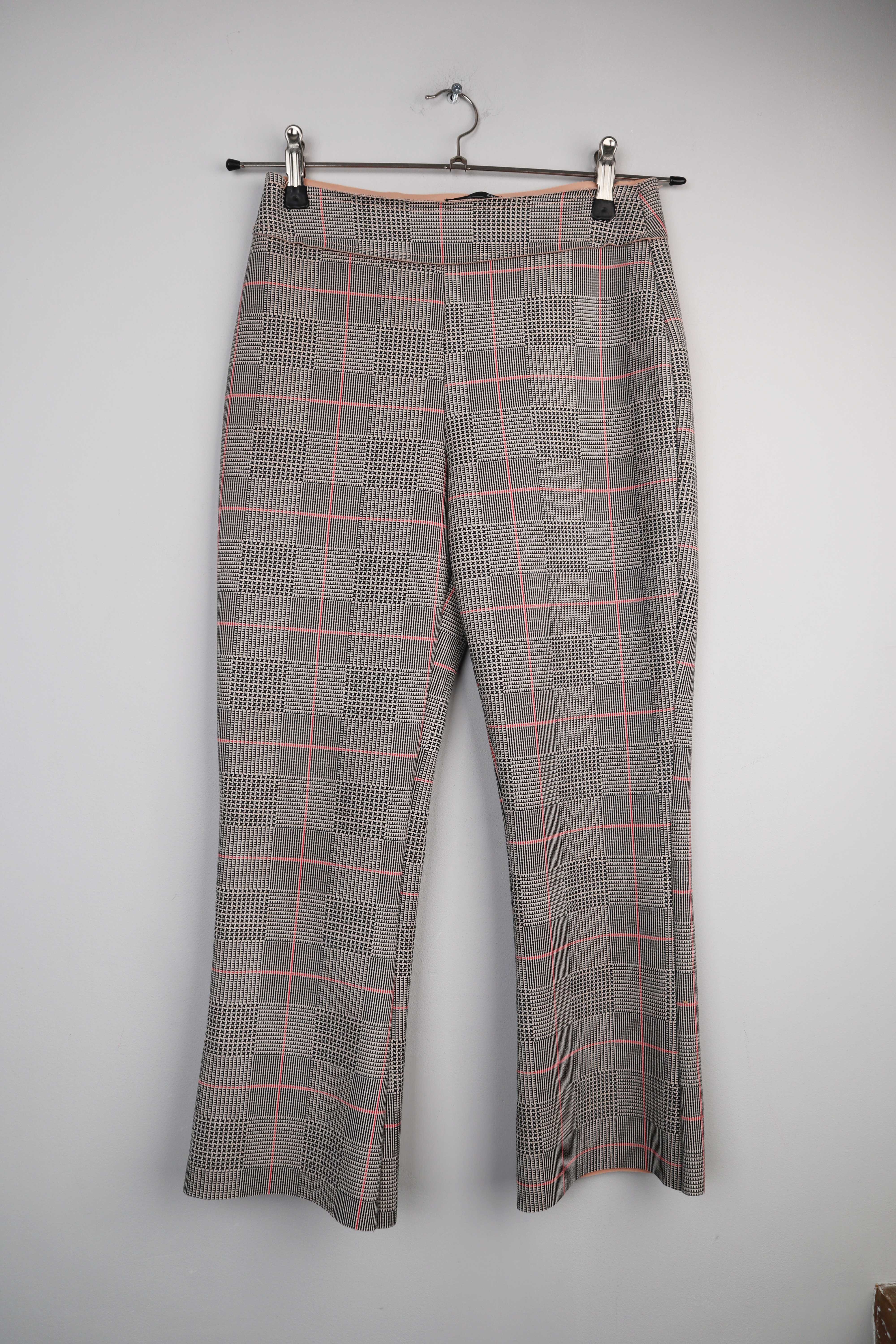 Zara Hose schwarz weiß kariert 36 S Stoffhose Etuihose