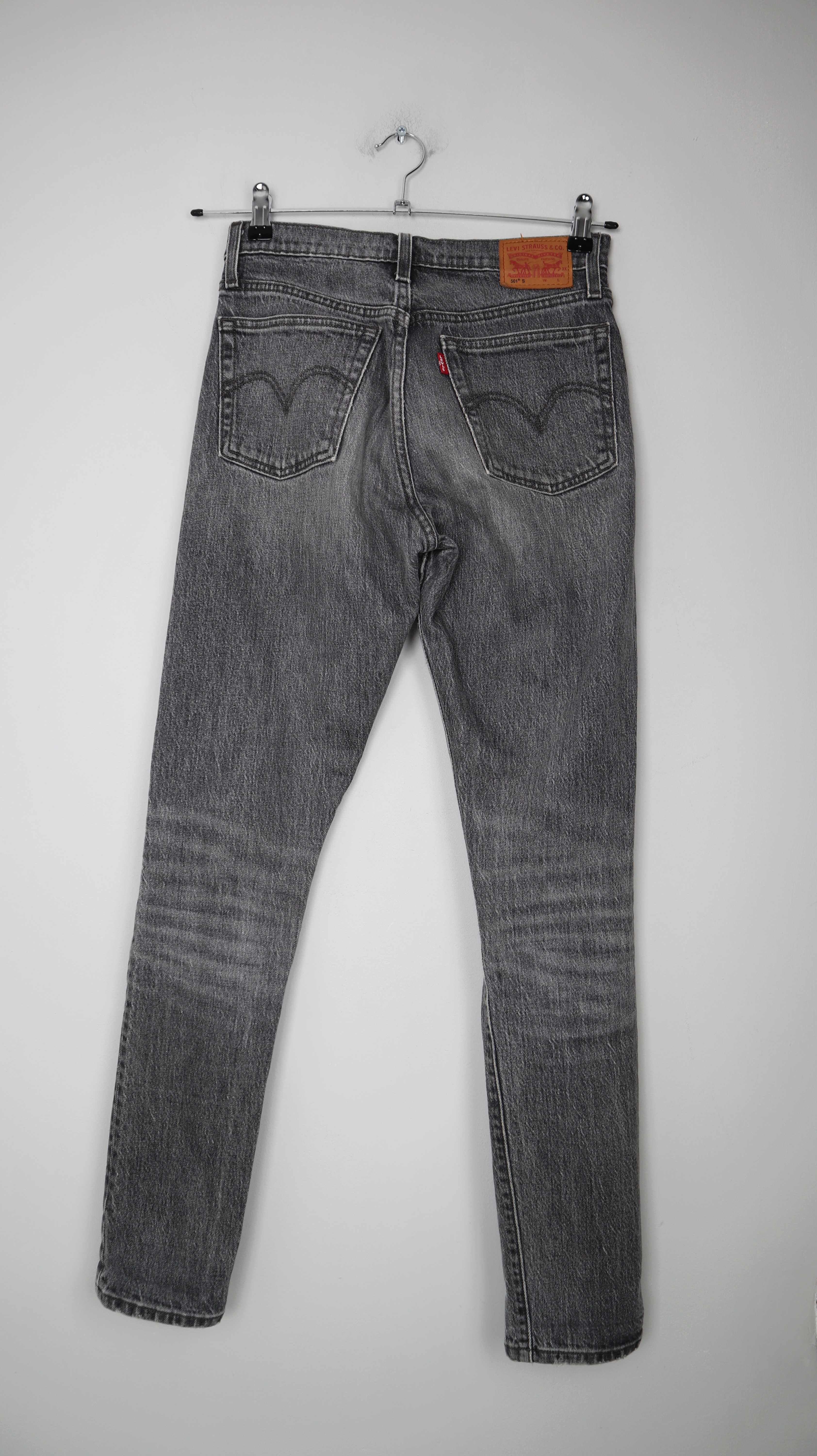 Levis 501 Jeans grau dunkelgrau W25 L32 straight fit washed
