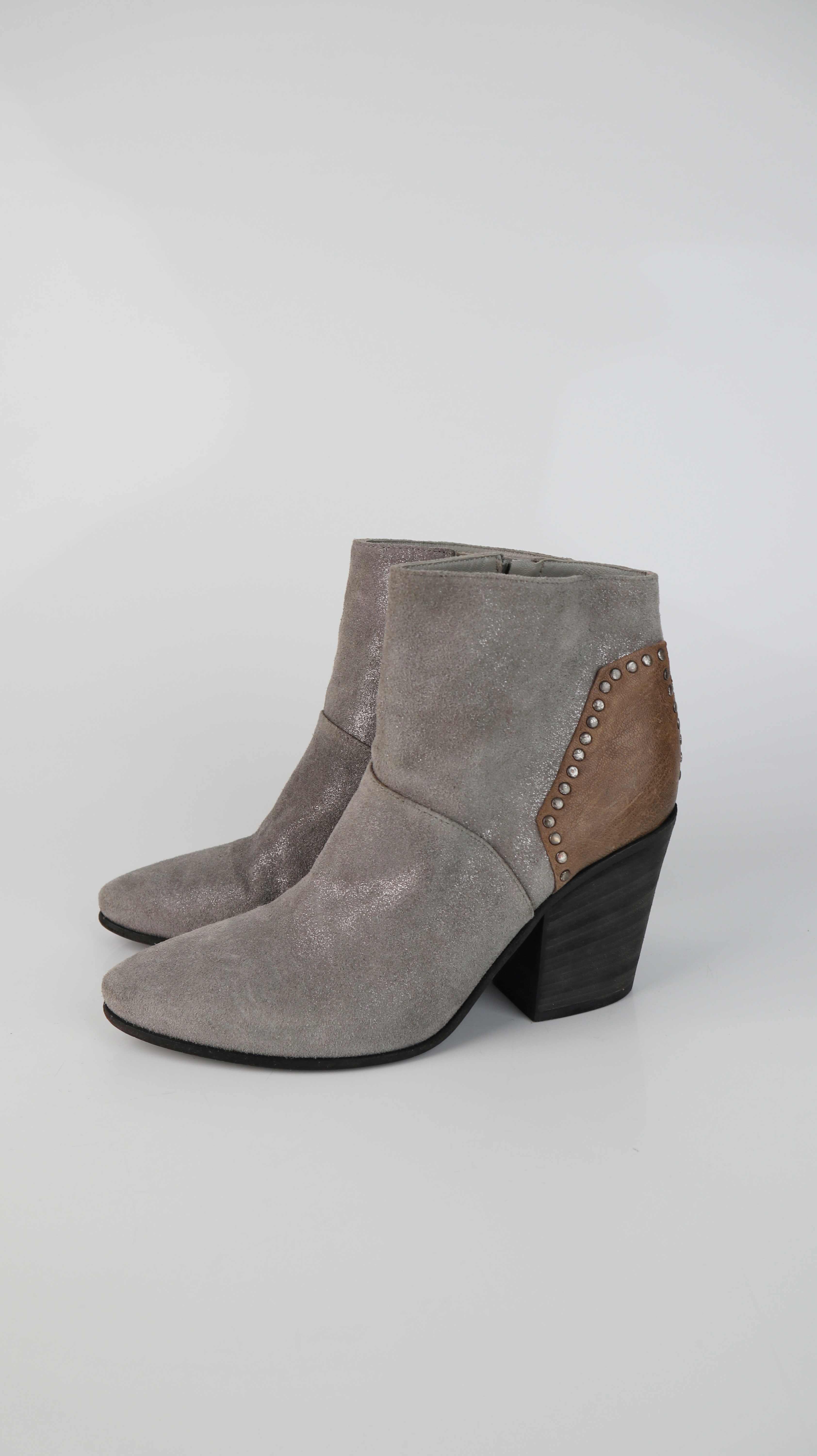 Vic Stiefeletten 39 grau braun spitz Absatzschuhe Glitzer