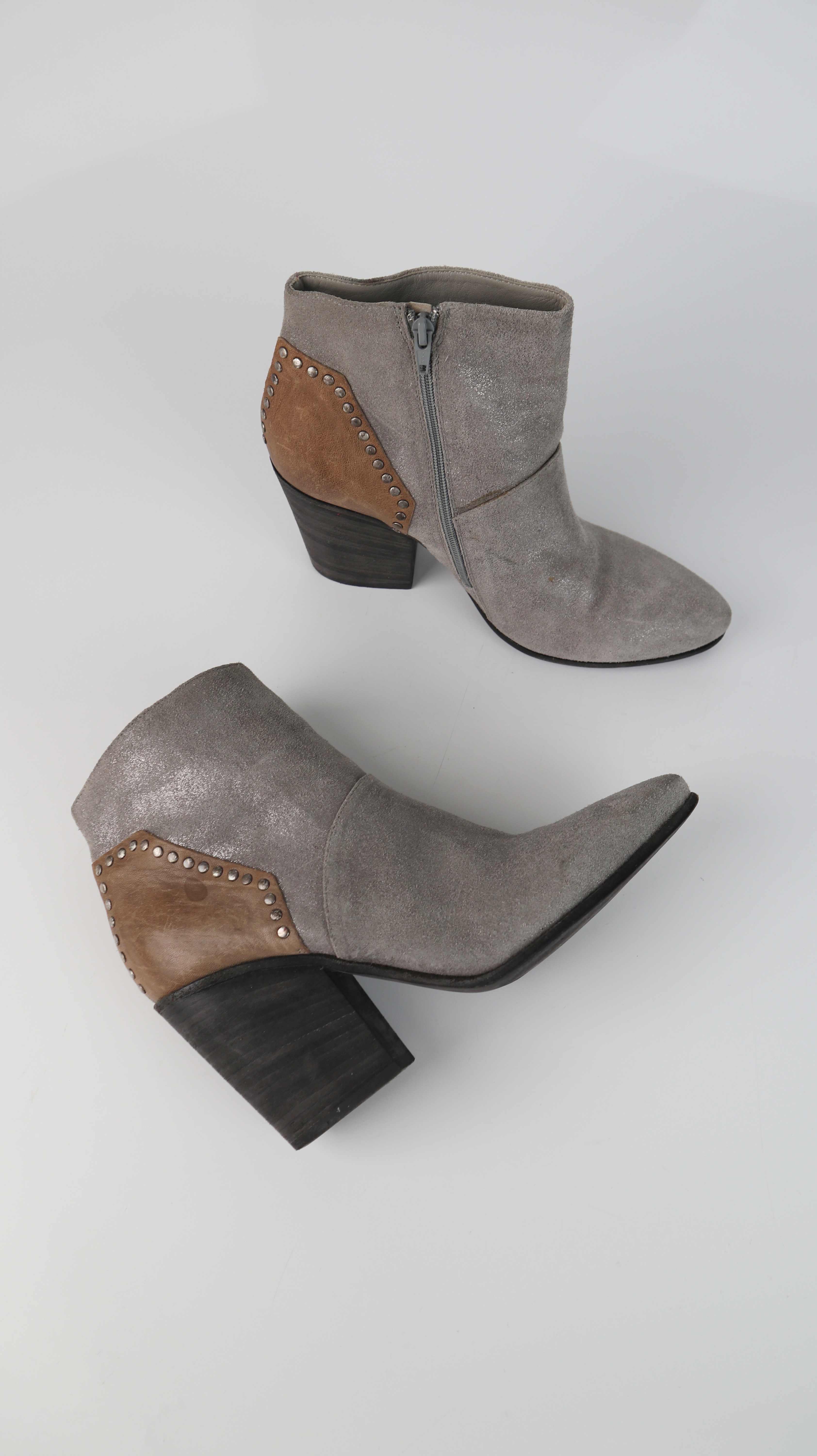 Vic Stiefeletten 39 grau braun spitz Absatzschuhe Glitzer