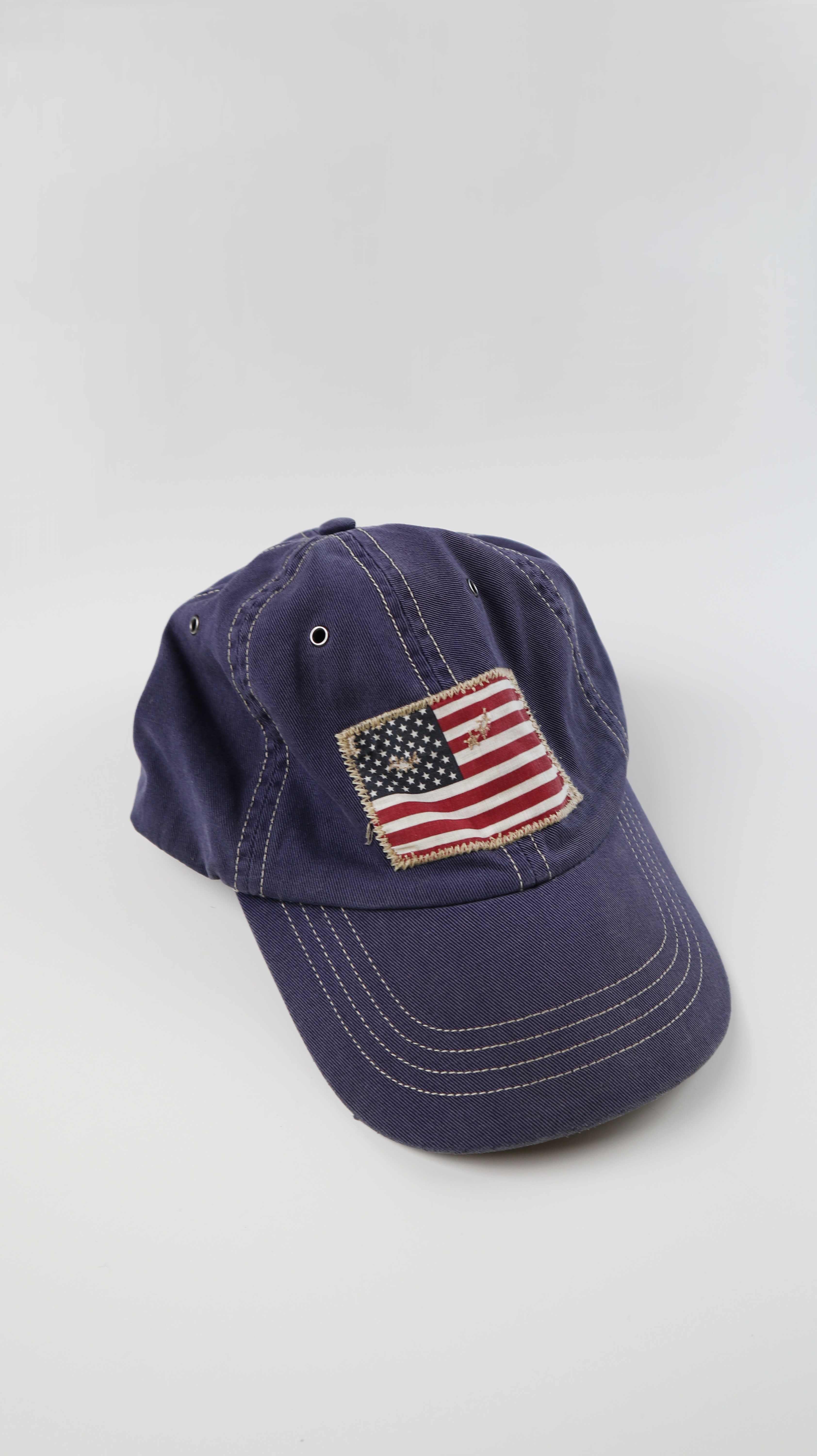 Ralph Lauren Polo Cap Mütze Schirmmütze blau washed Flagge amerikanisch