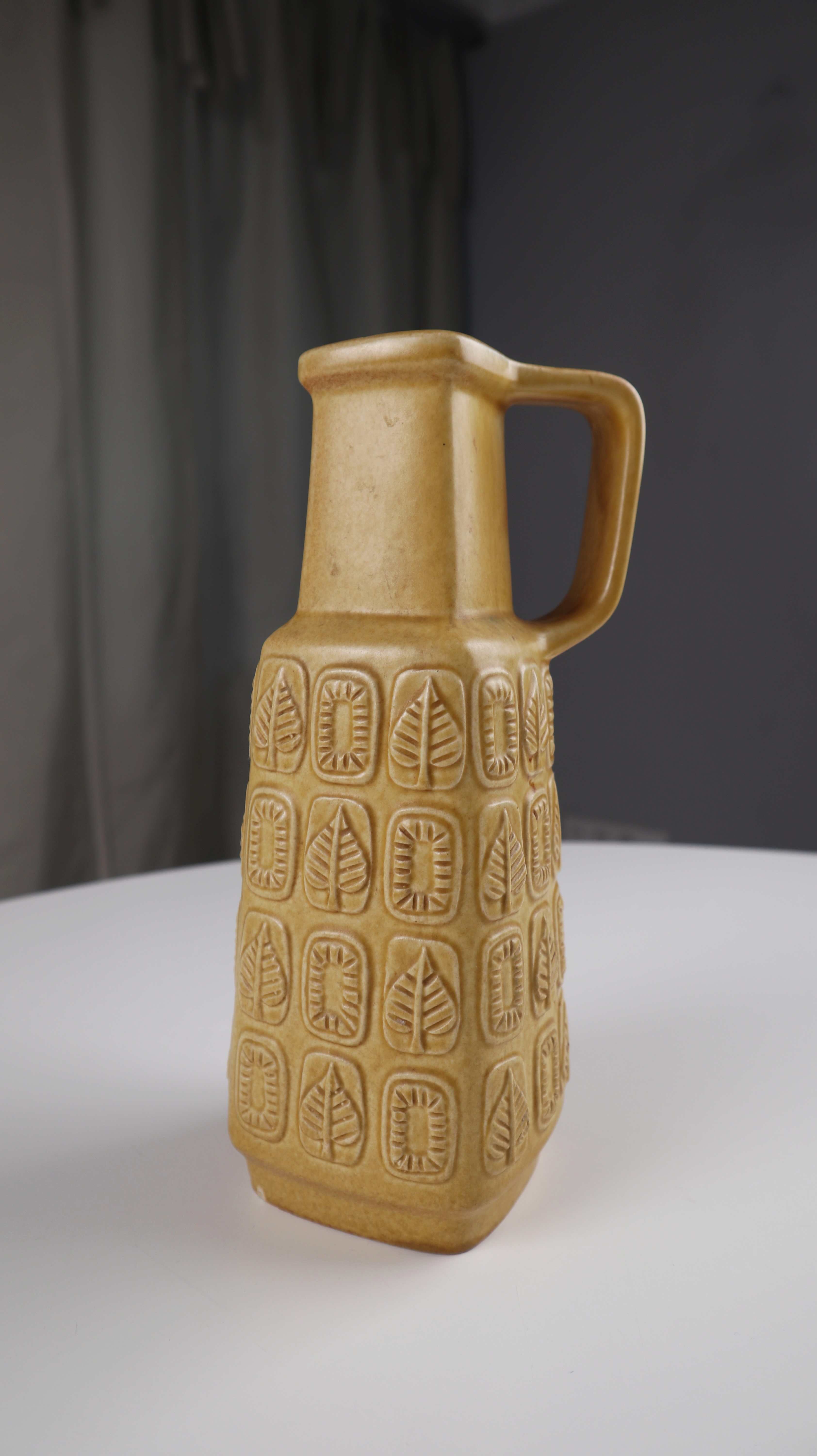 Mid Century Kermaikvase Vase Blumenvase Gelb lang