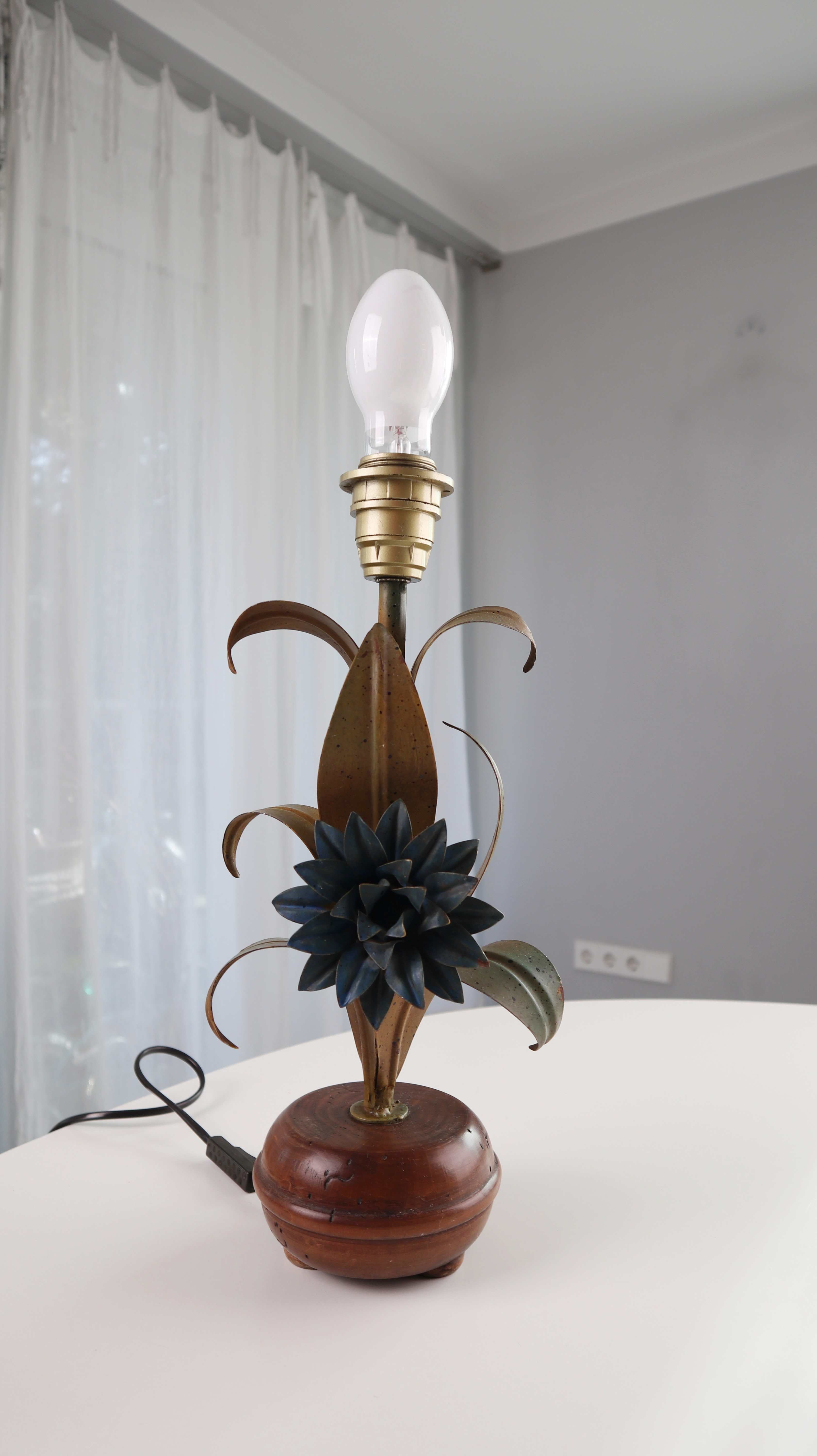 Lampenfuß made in France Blumen Ornamente Metall 50er Metallfuß Tischlampe