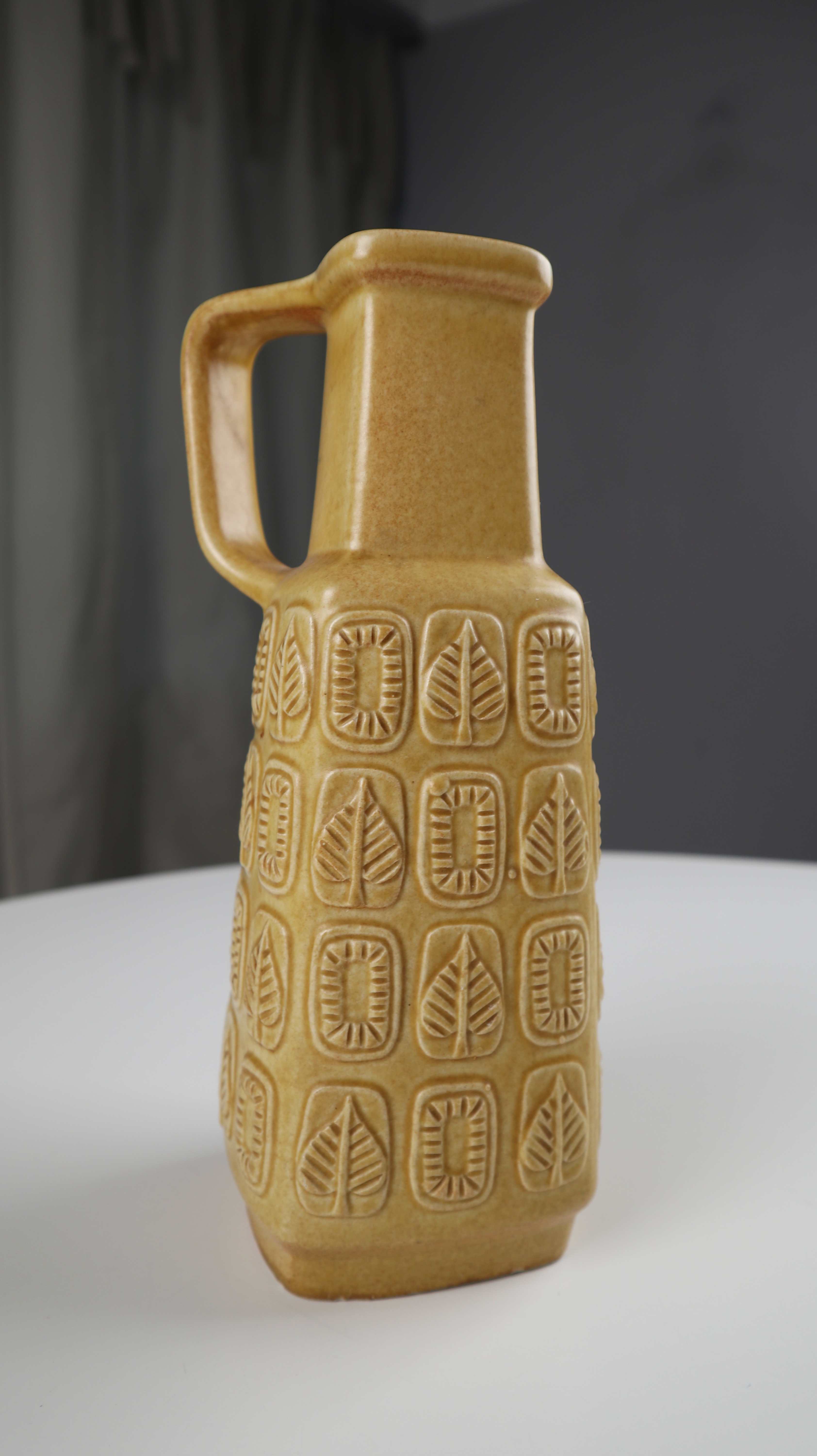 Mid Century Kermaikvase Vase Blumenvase Gelb lang