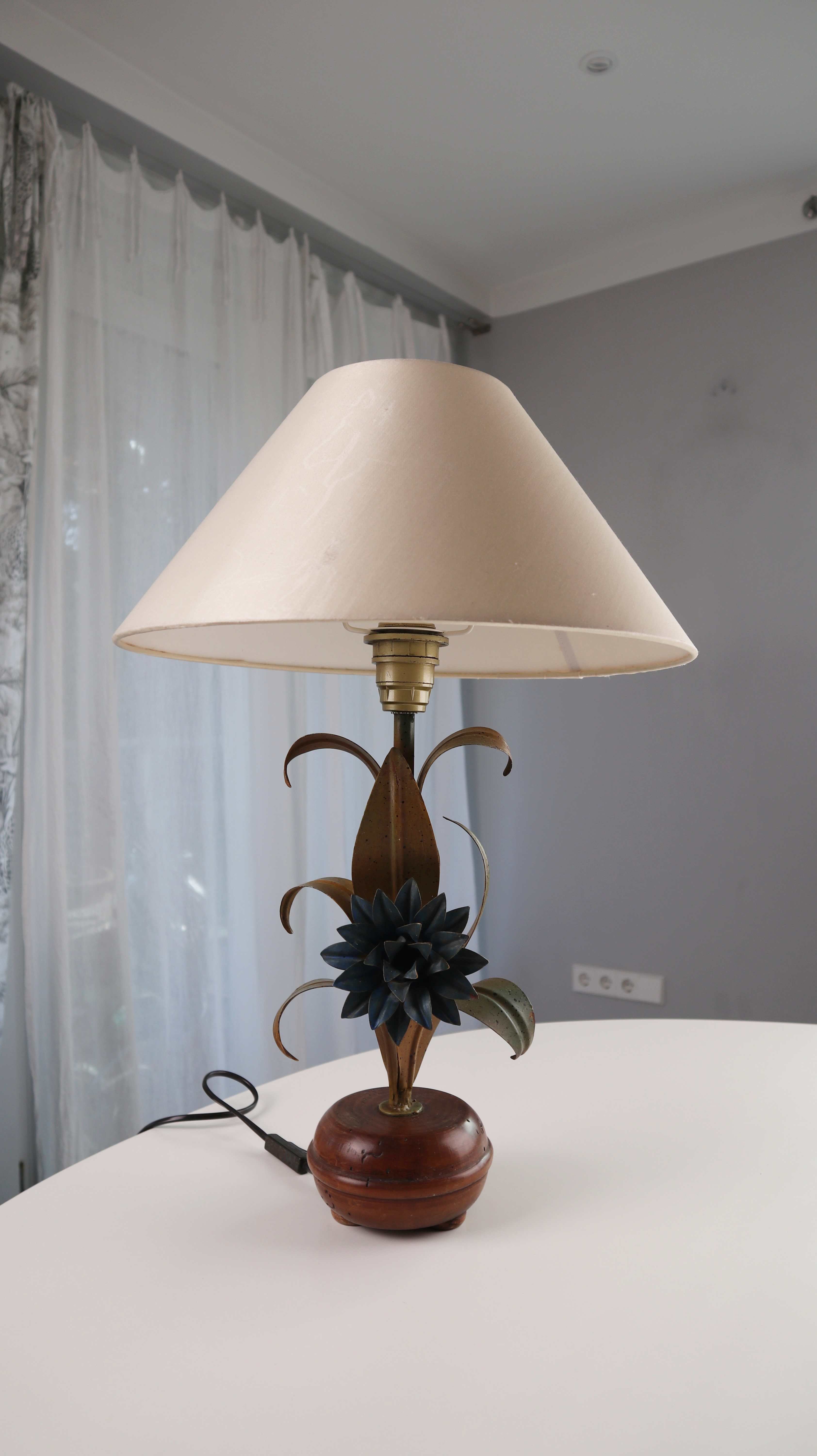 Lampenfuß made in France Blumen Ornamente Metall 50er Metallfuß Tischlampe