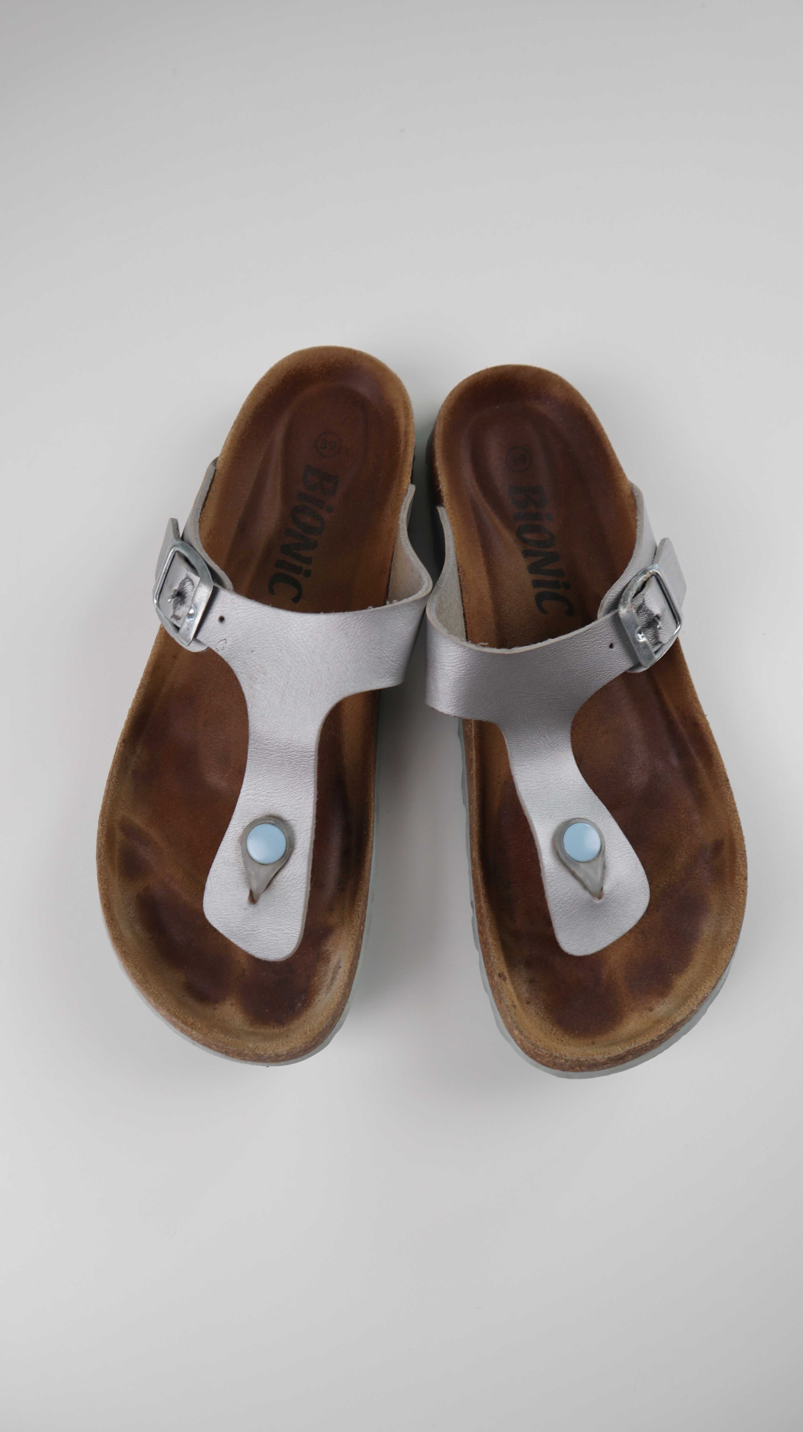 Bionic Schlappen Loafer Silber Metallic 39 Zehentreter Sandalen