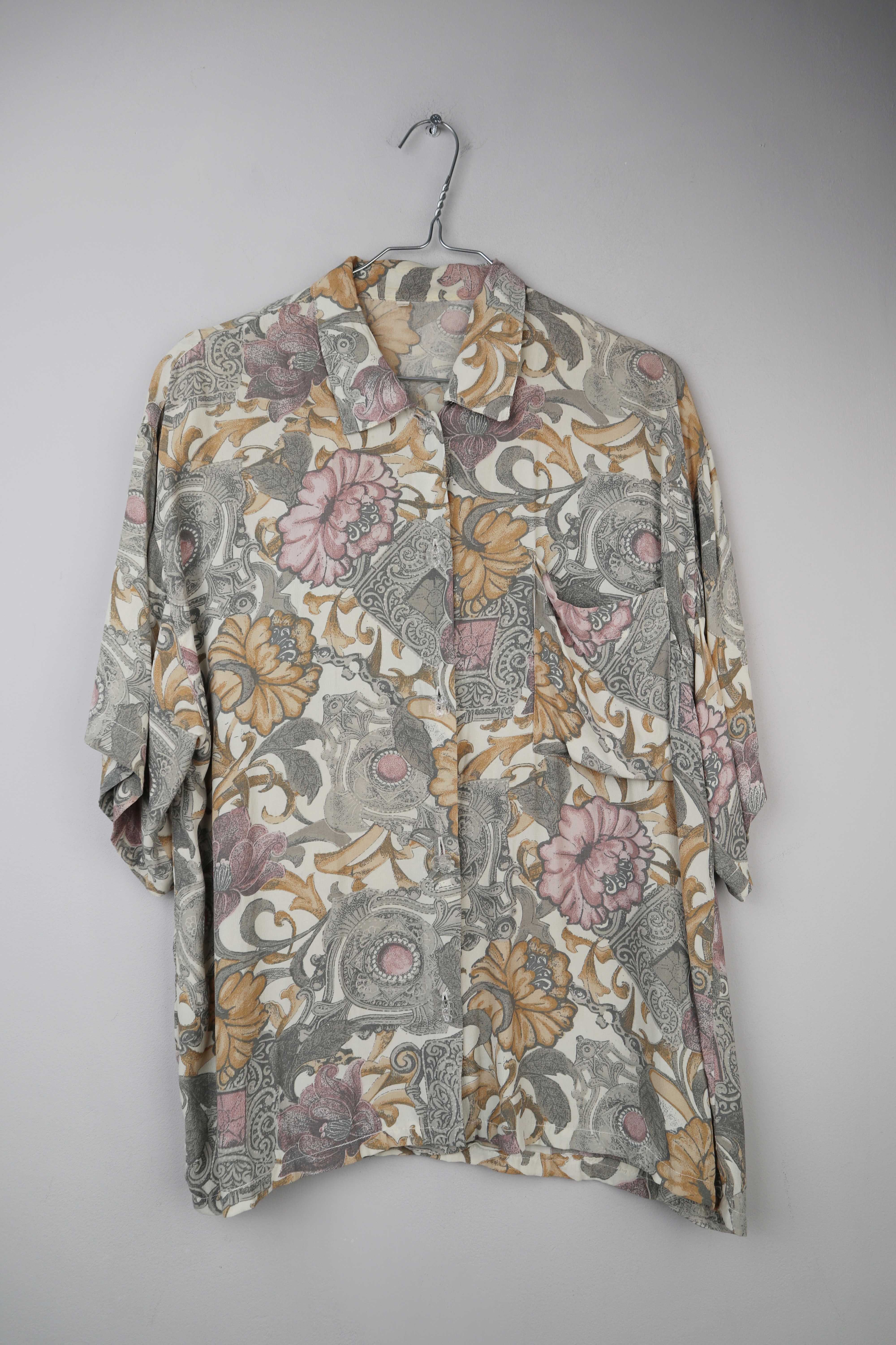 True Vintage Hemd made in italy S Viskose Muster gemustert Sommerhemd