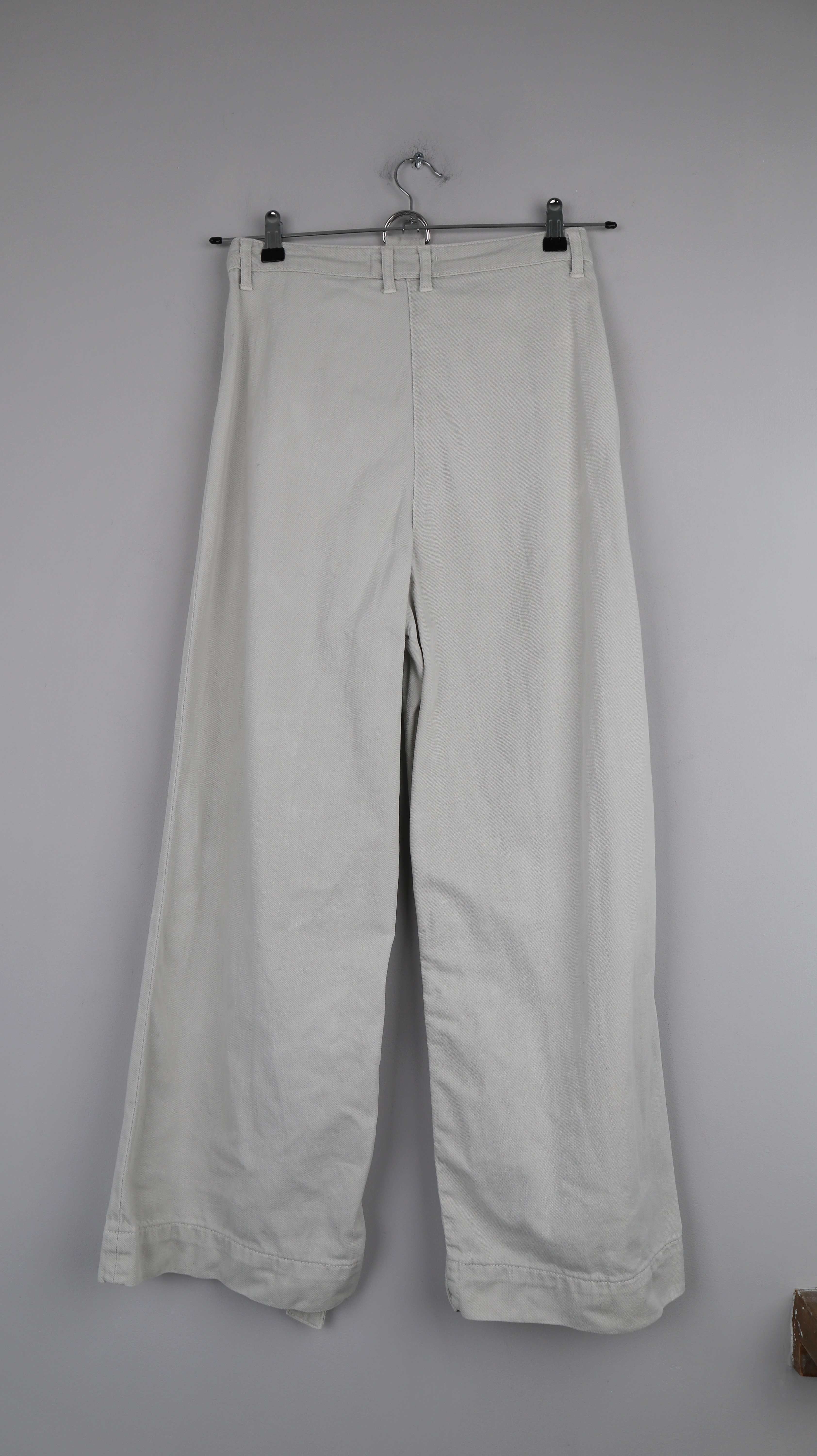 Zara Hose grau flared basic 36 S Hellgrau weites Bein mid waist