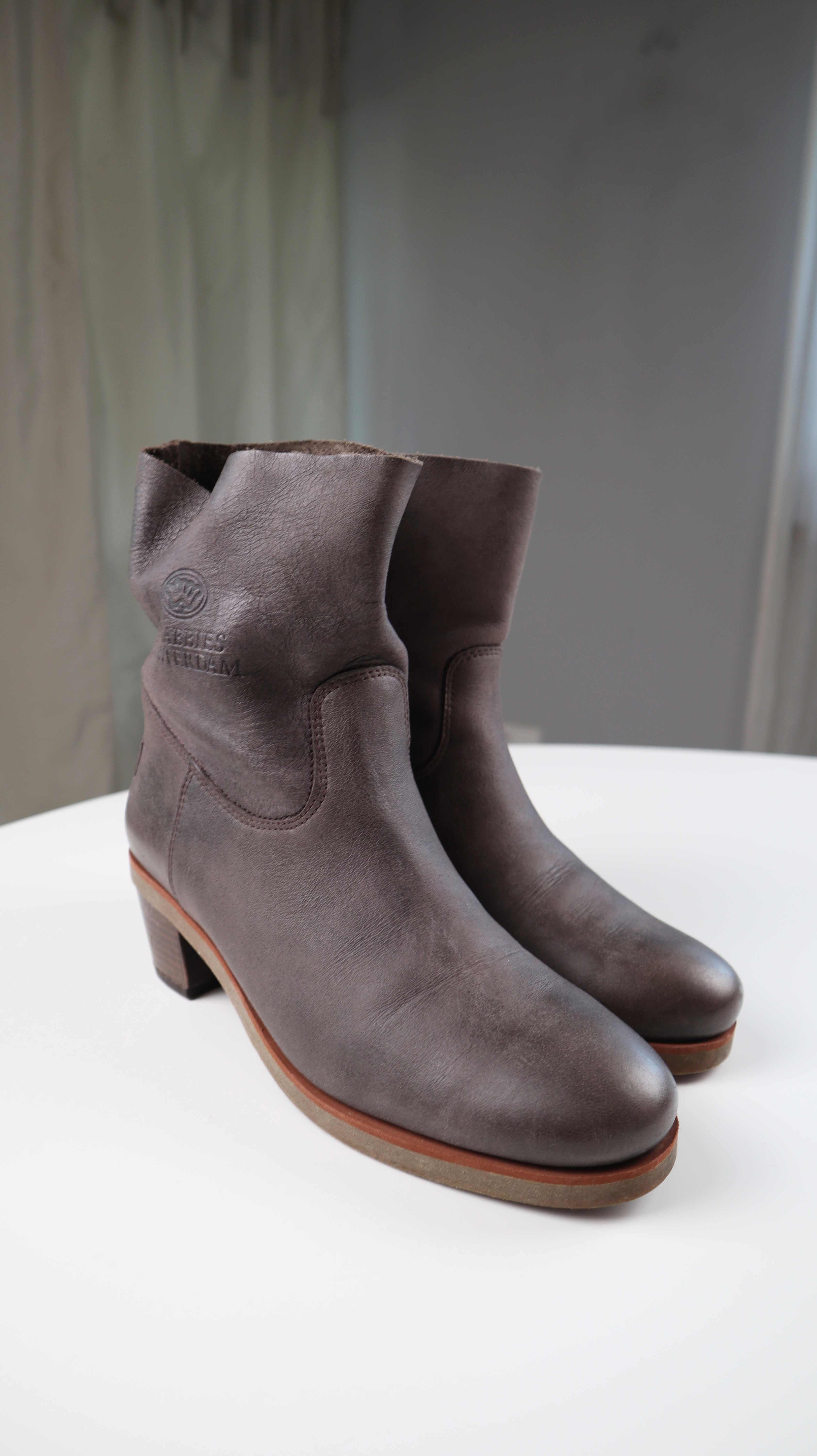Shabbies Amsterdam Stiefel Braun Lederstiefel 40 Boots Stiefeletten Absatz