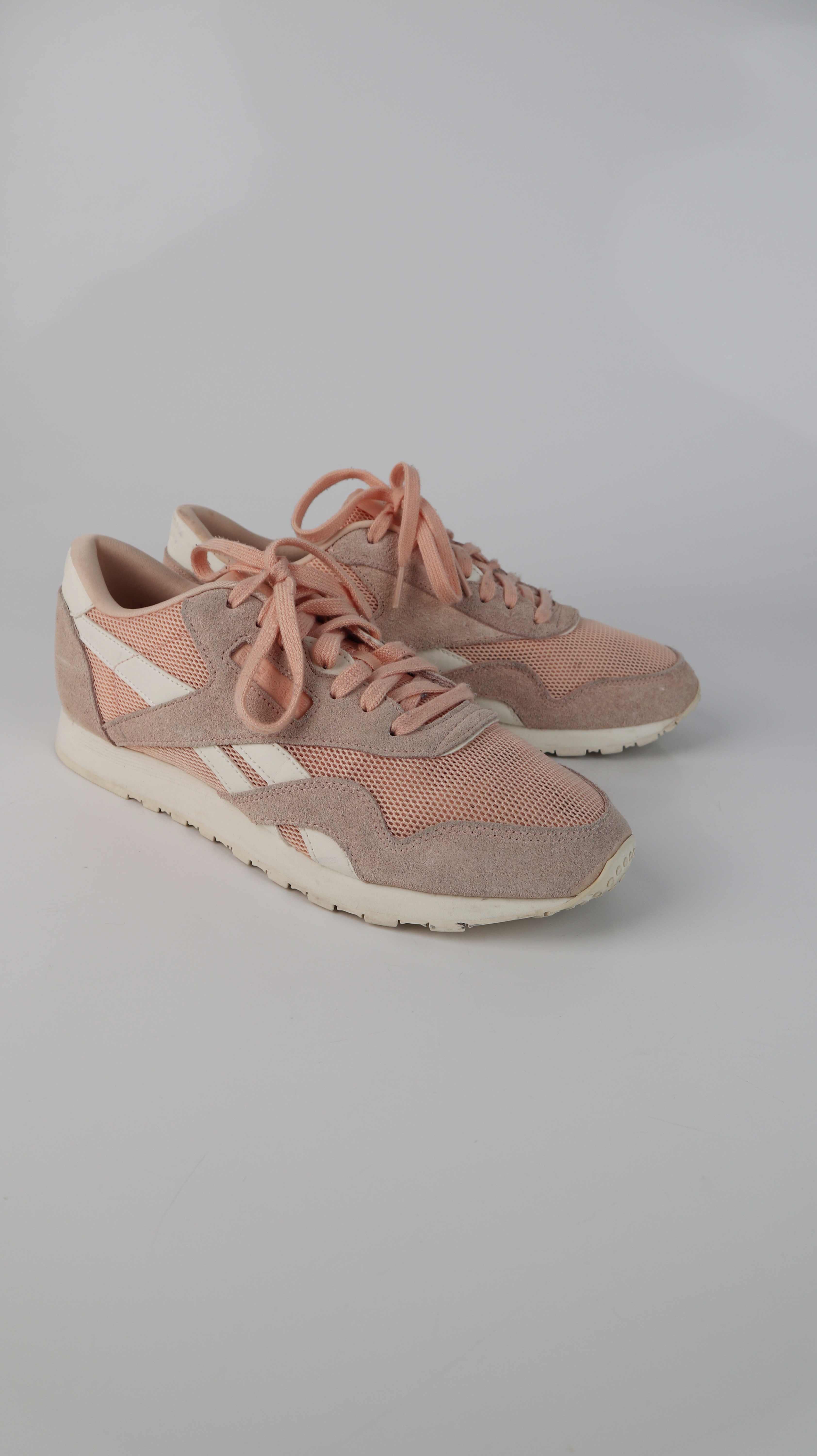 Reebok Sneaker Turnschuhe 40,5 Rosa Altrosa Schnürer Weiß