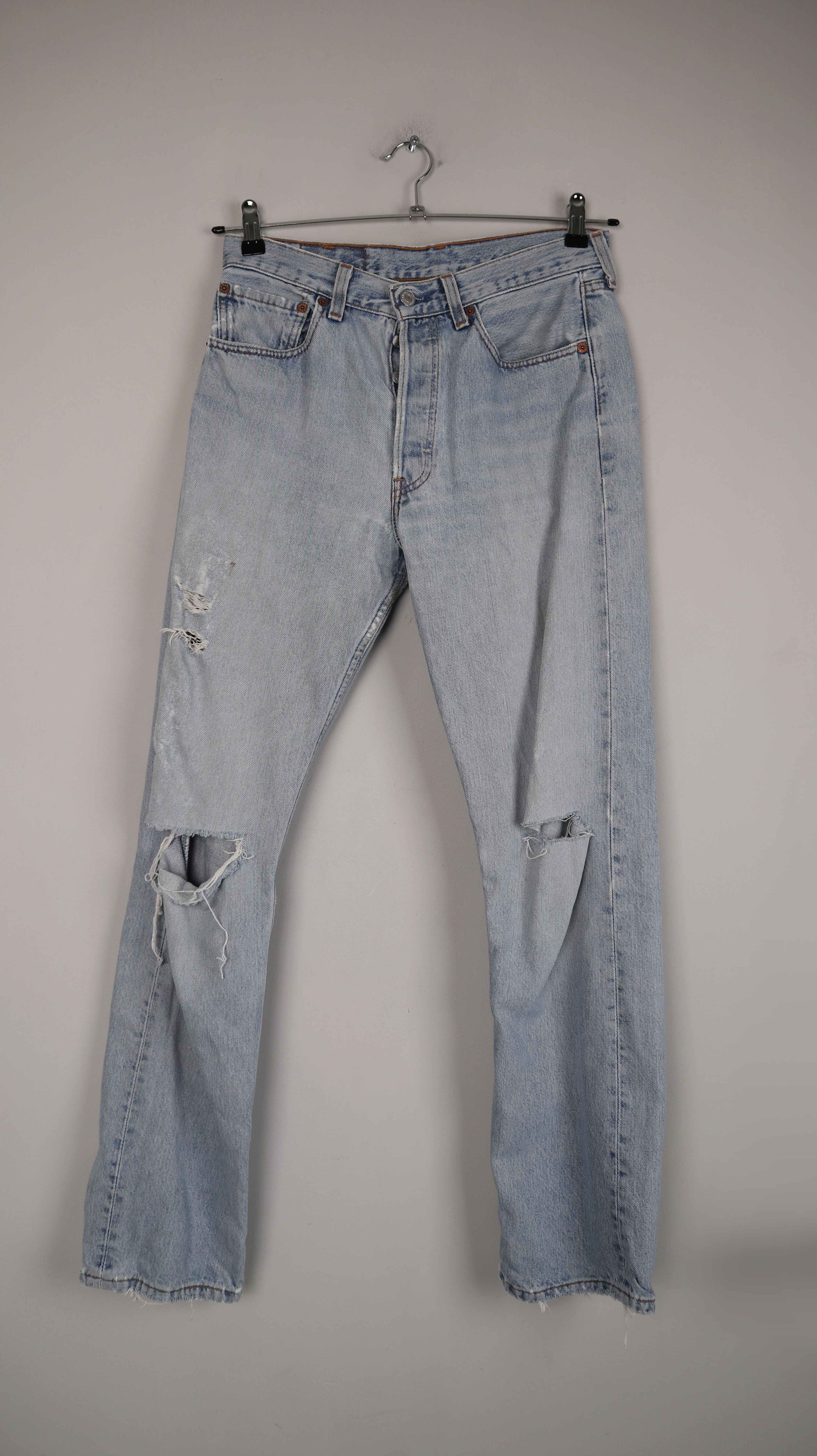 Levis Jeans Ripped W31 L32 blau straight leg Hose denim washed hellblau