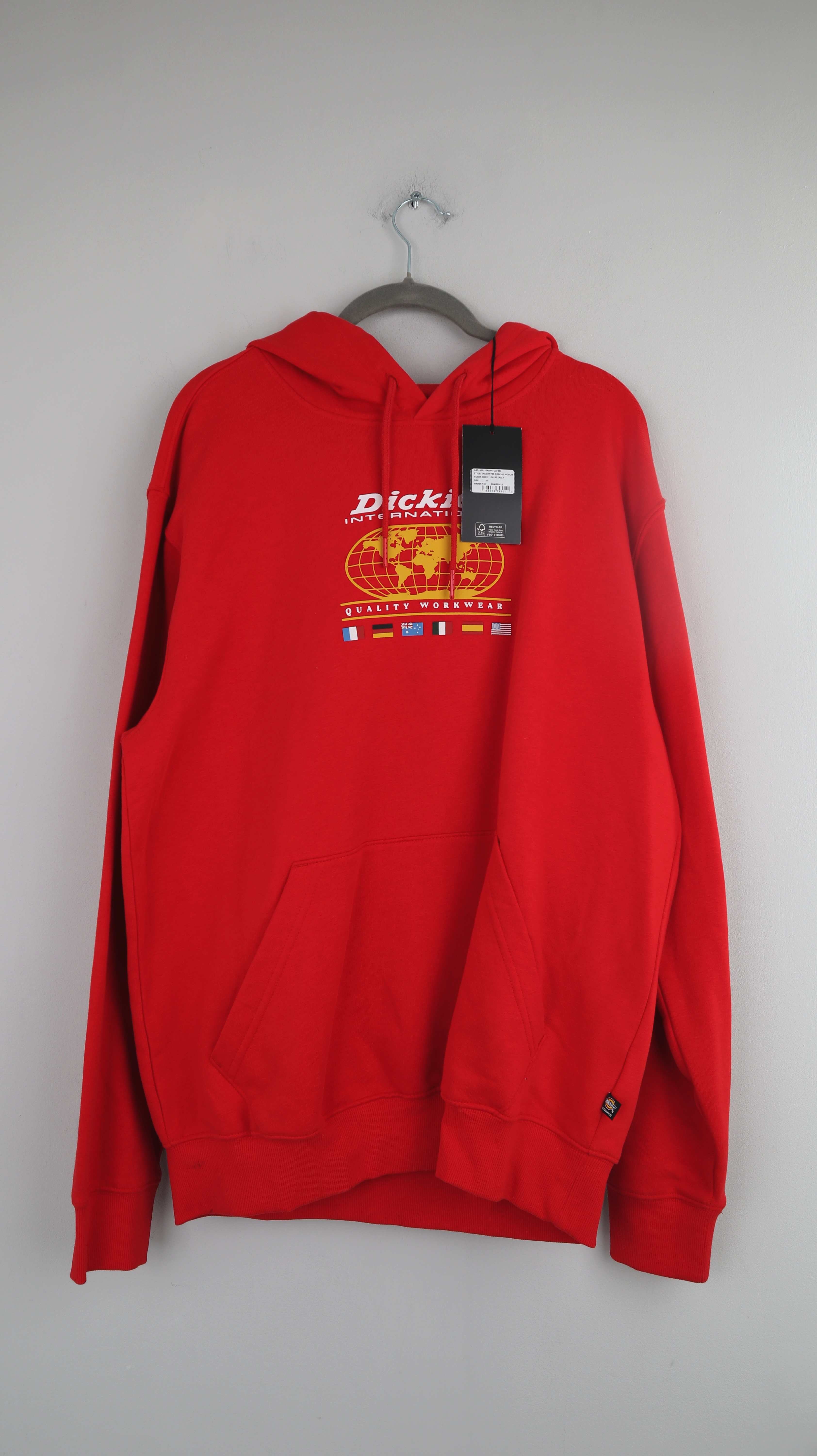 Dickies Pullover Neu M Etikett rot Print Hoodie Sweater Kapuzenpullover