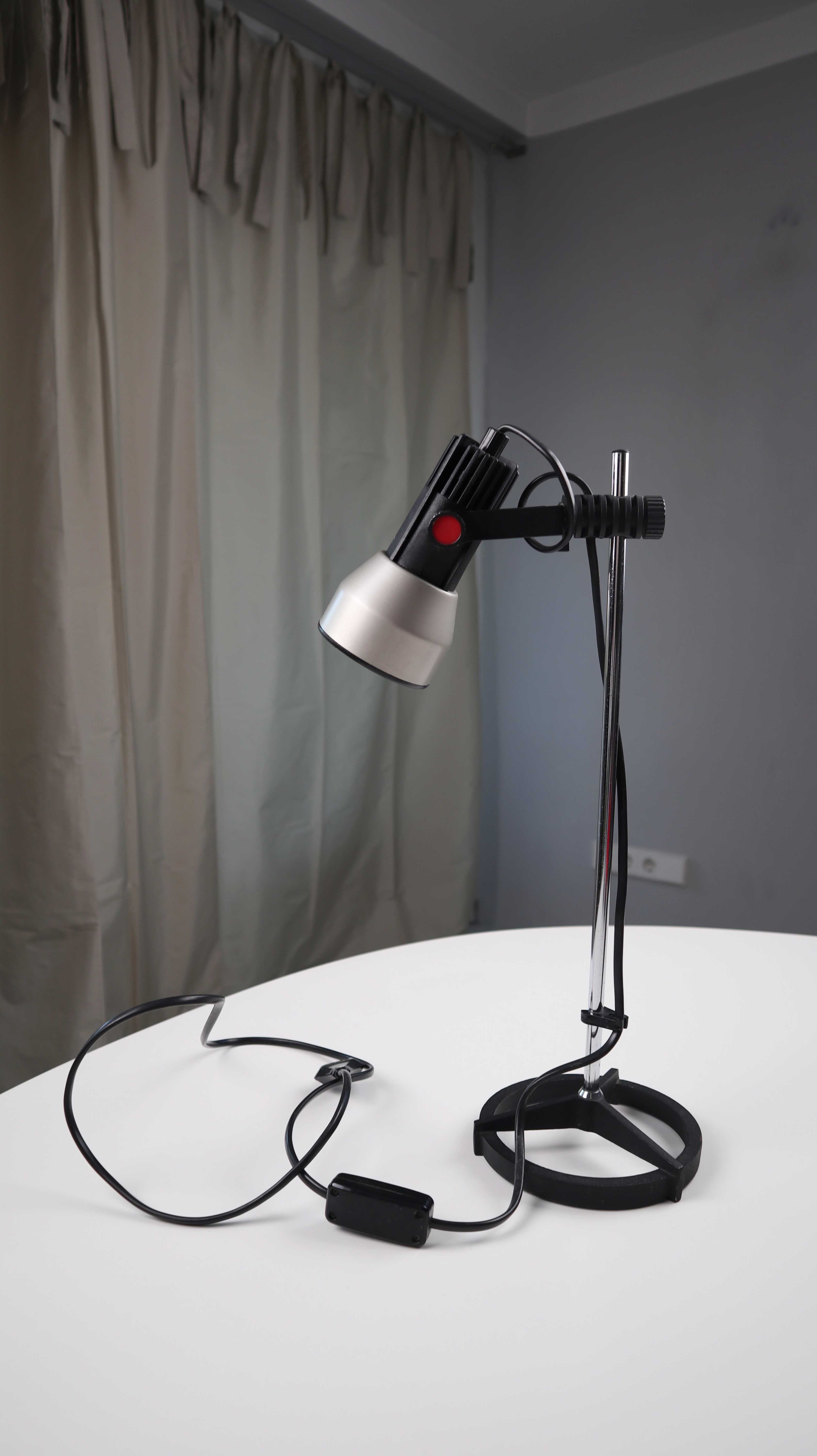 Retro Lampe Tischlampe Leuchte Schreibtischlampe 1970er Silber schwarz