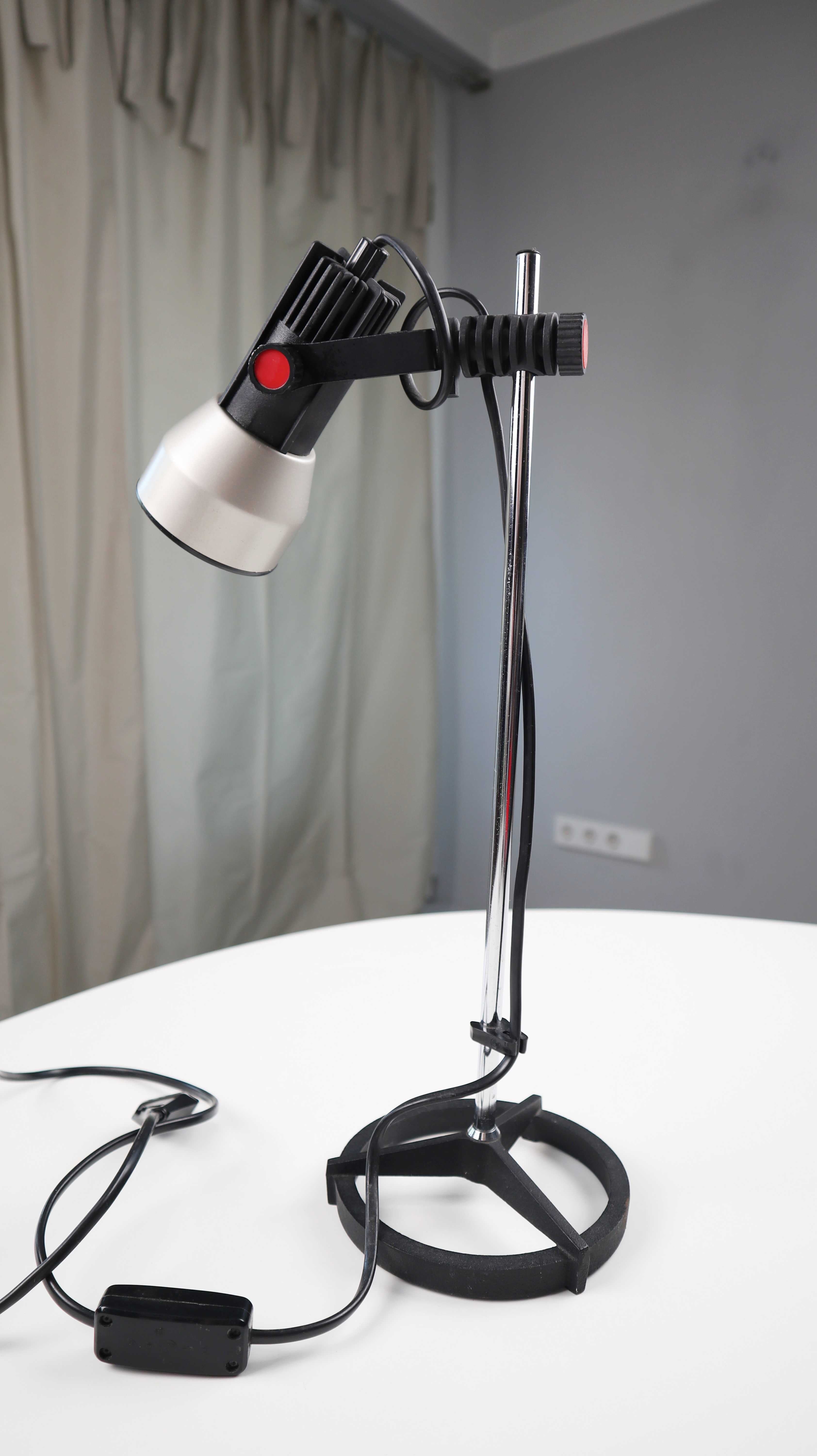 Retro Lampe Tischlampe Leuchte Schreibtischlampe 1970er Silber schwarz