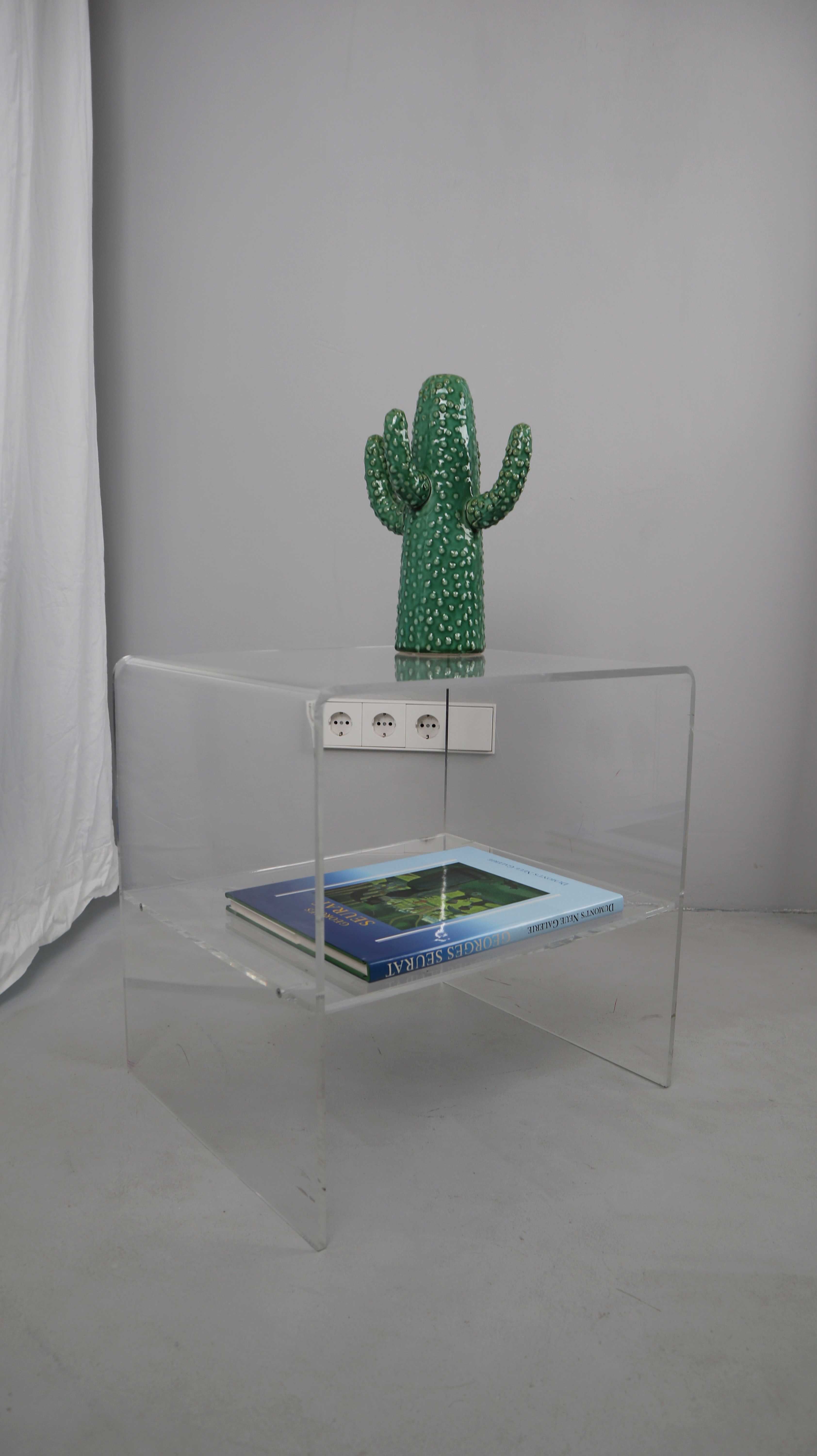 Plexiglastisch Beistelltisch Acrylglas Seidetabel Nachttisch Space Age