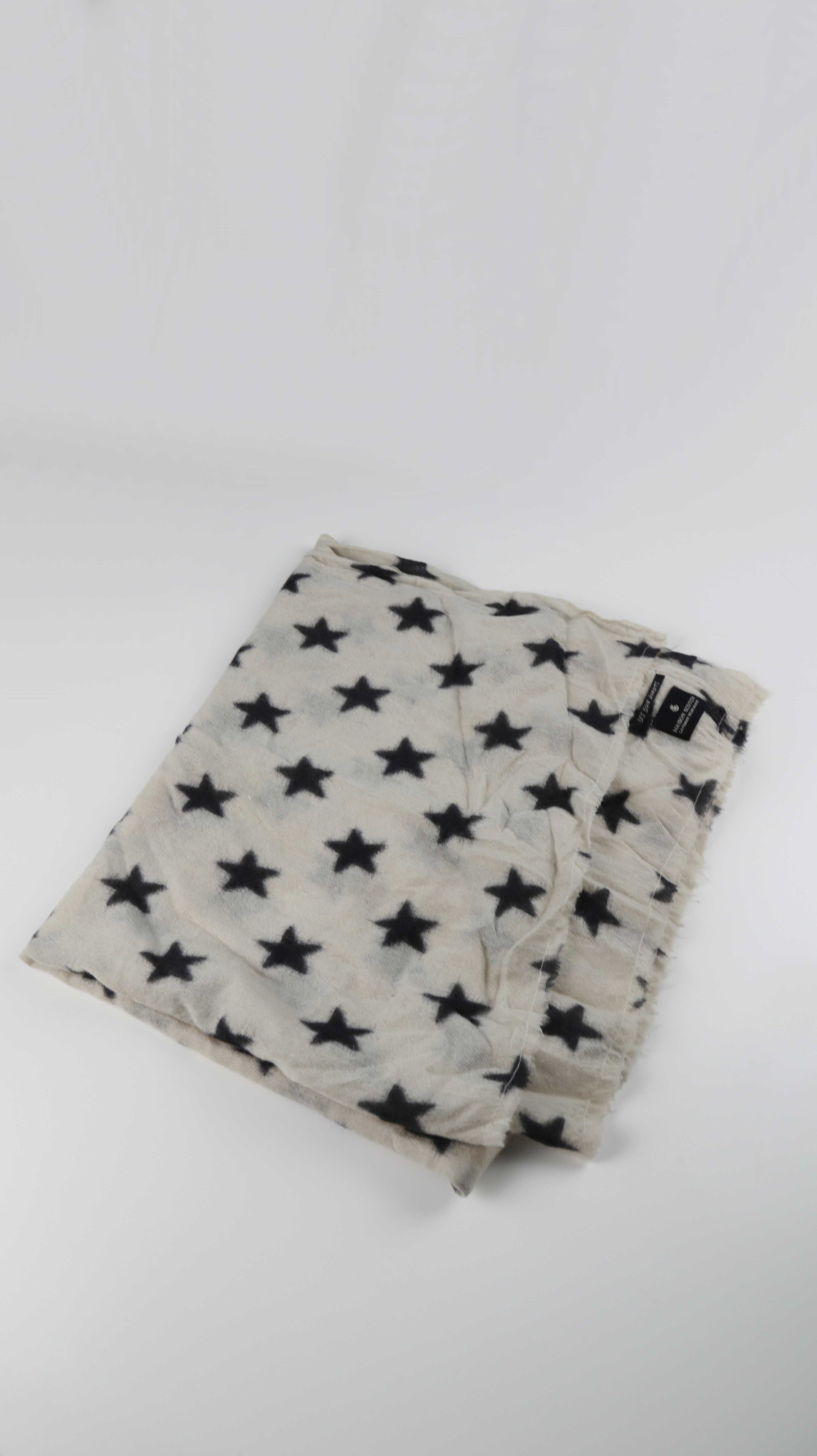 Maison Scotch Schal Tuch Creme Beige Sterne Muster Wolle