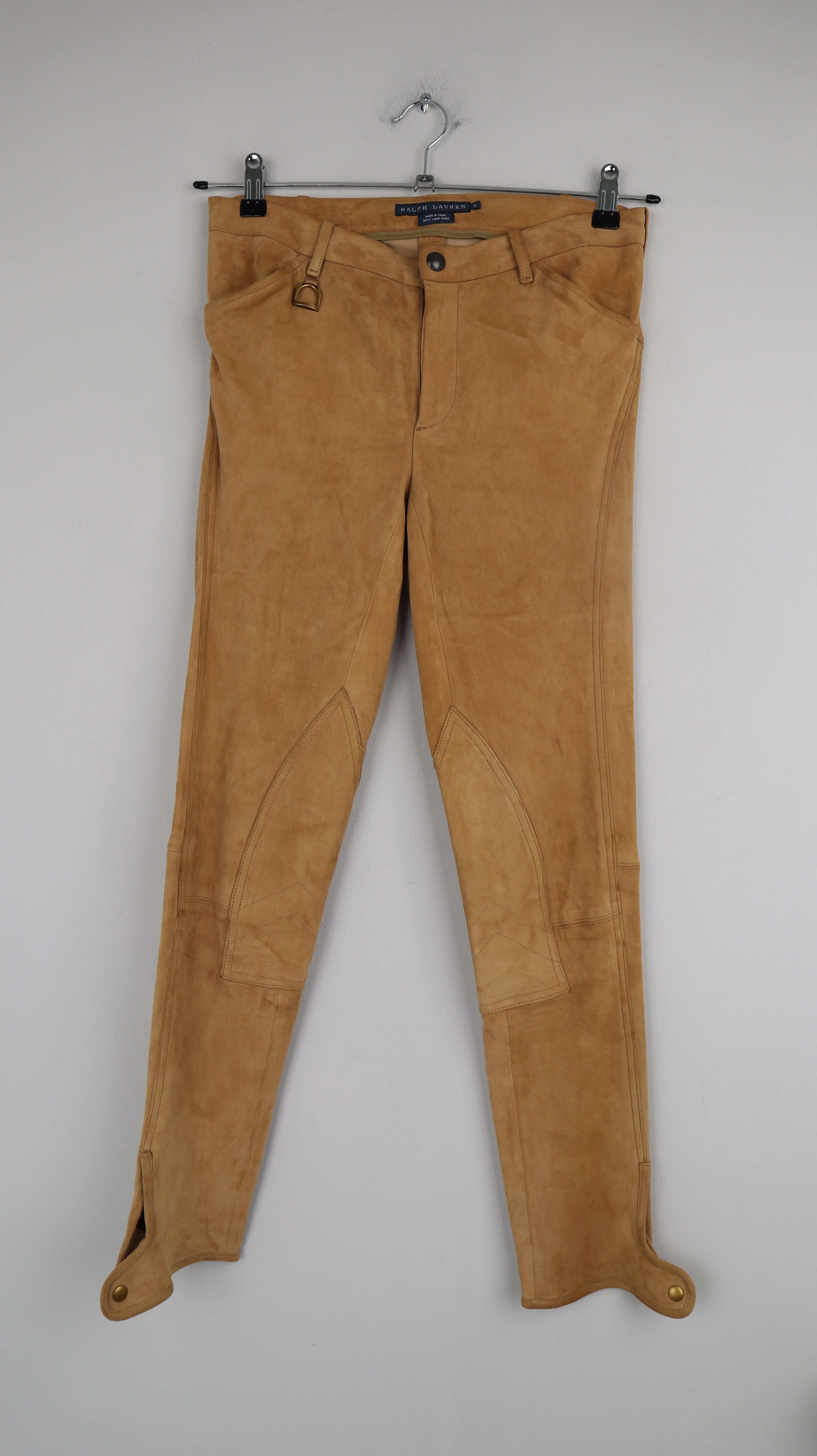 Ralph Lauren Wildlederhose Hose Röhrenhose 6 36 S Lederhose Beige braun