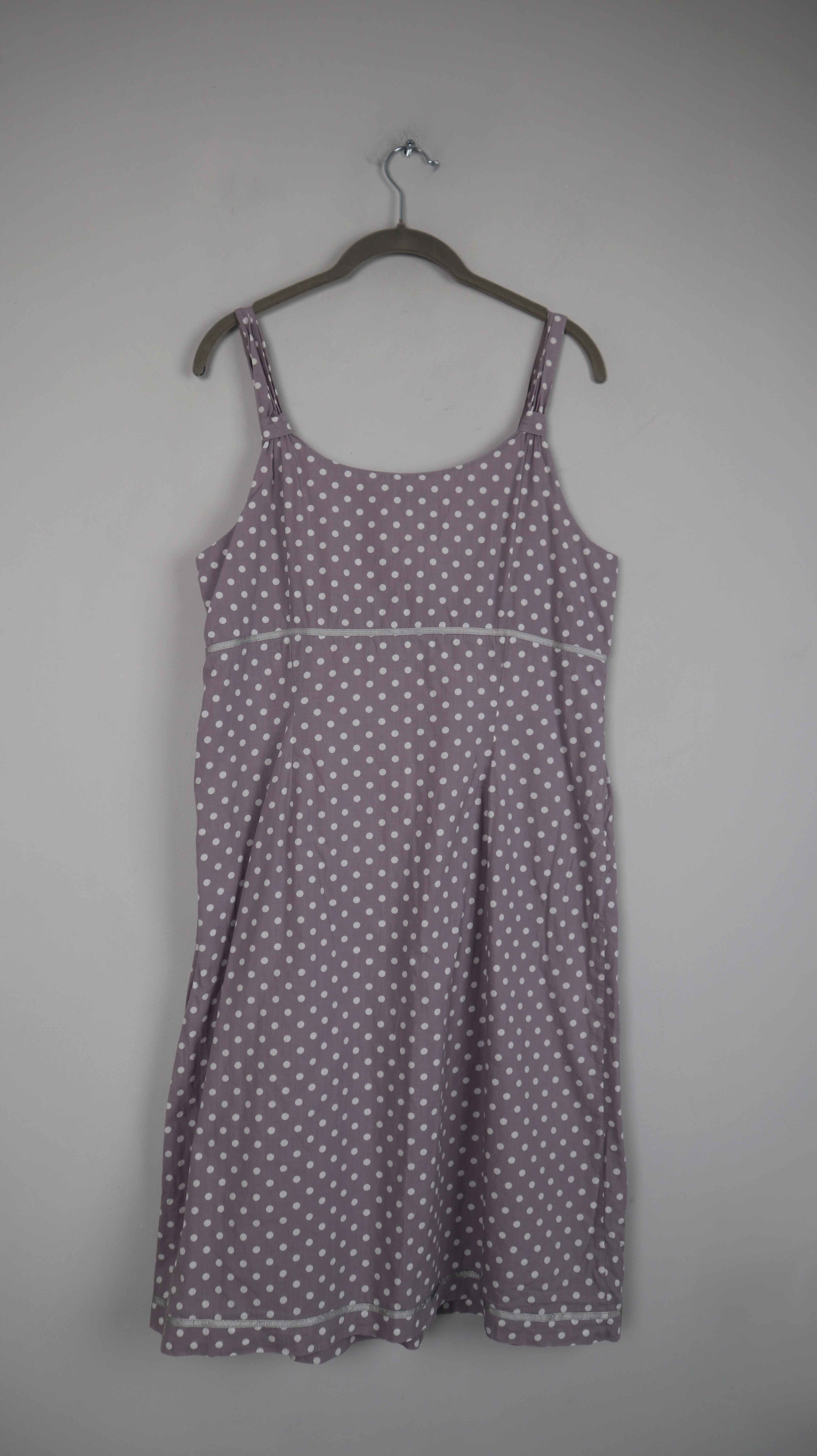 More & More Kleid Gepunktet Sommerkleid 40 L Midi Midikleid Grau weiß V-Ausschnitt