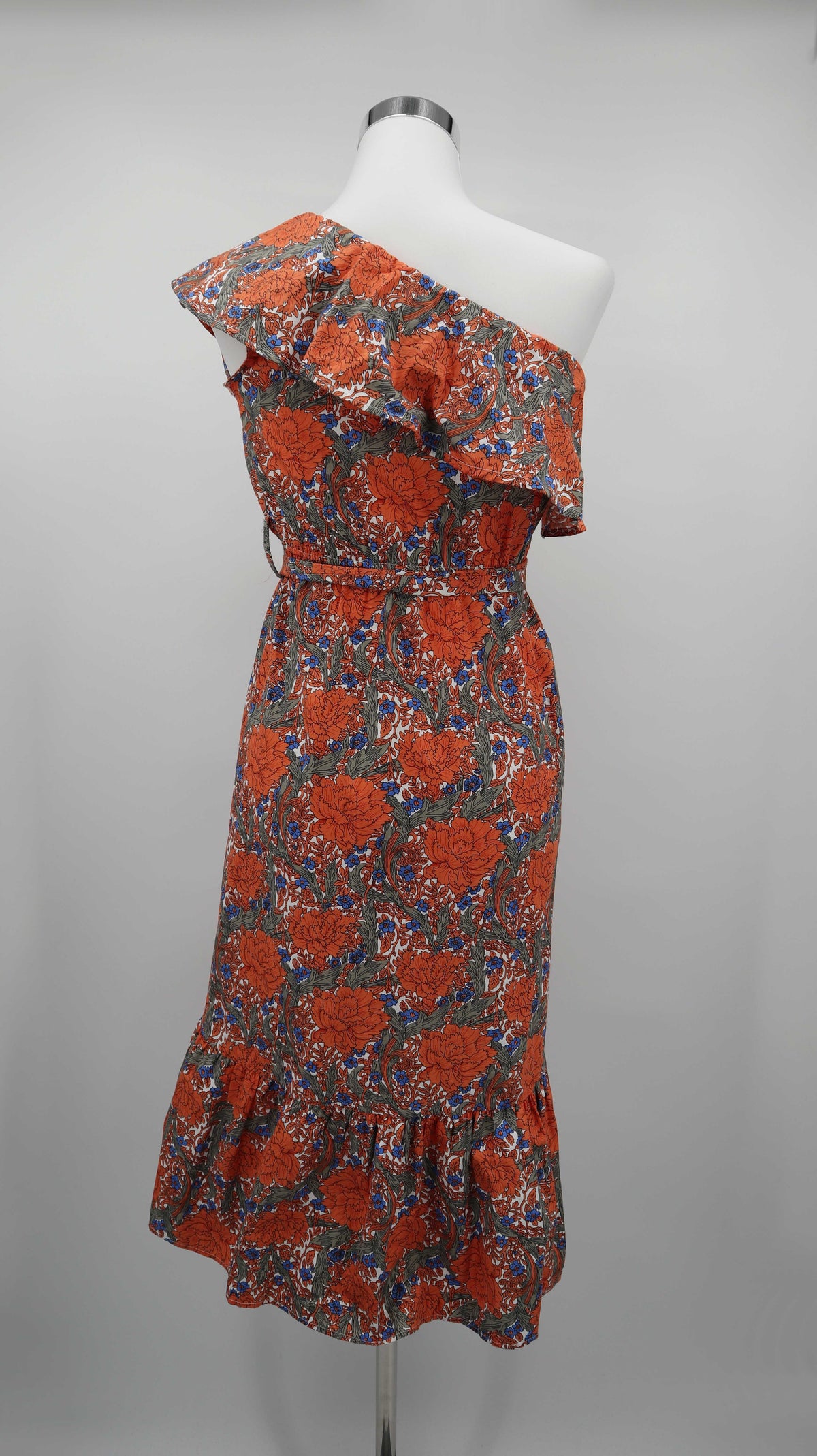 D&K Basic Kleid Sommerkleid Schulterkleid Orange blau 36 S