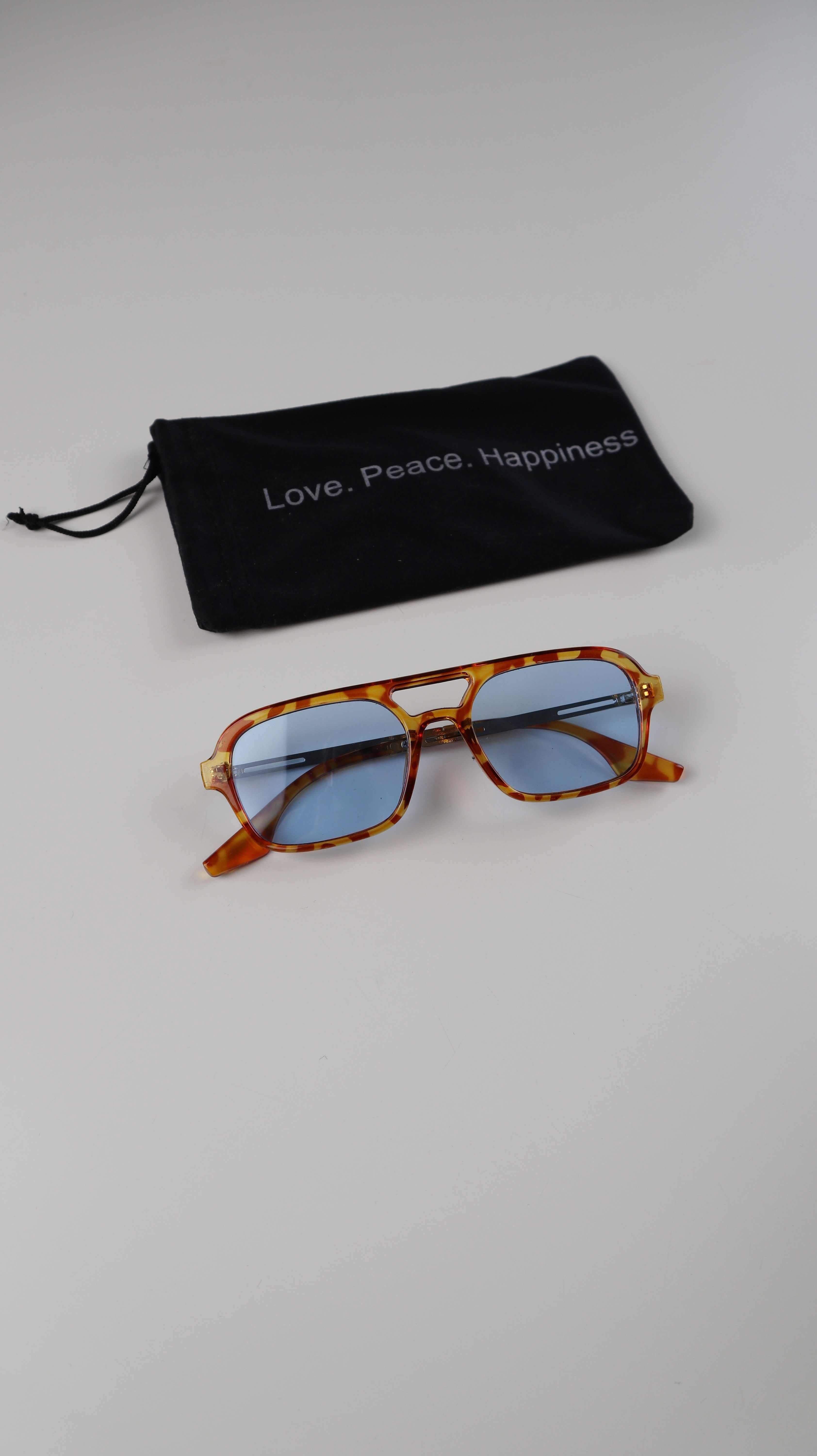 Love Peace Happiness Sonnenbrille Kunststoff Braun blau getönt Pilotenbrille