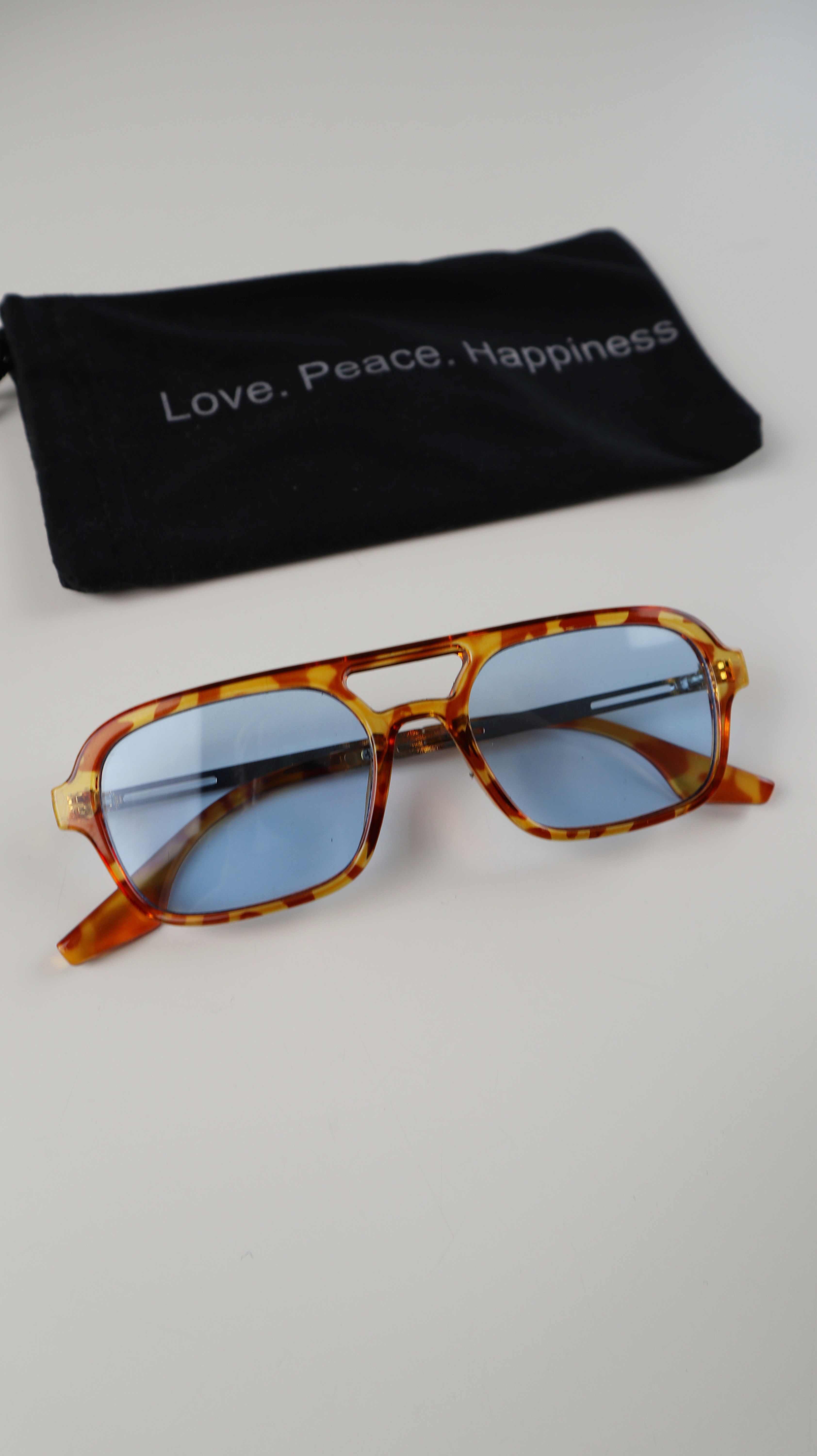 Love Peace Happiness Sonnenbrille Kunststoff Braun blau getönt Pilotenbrille