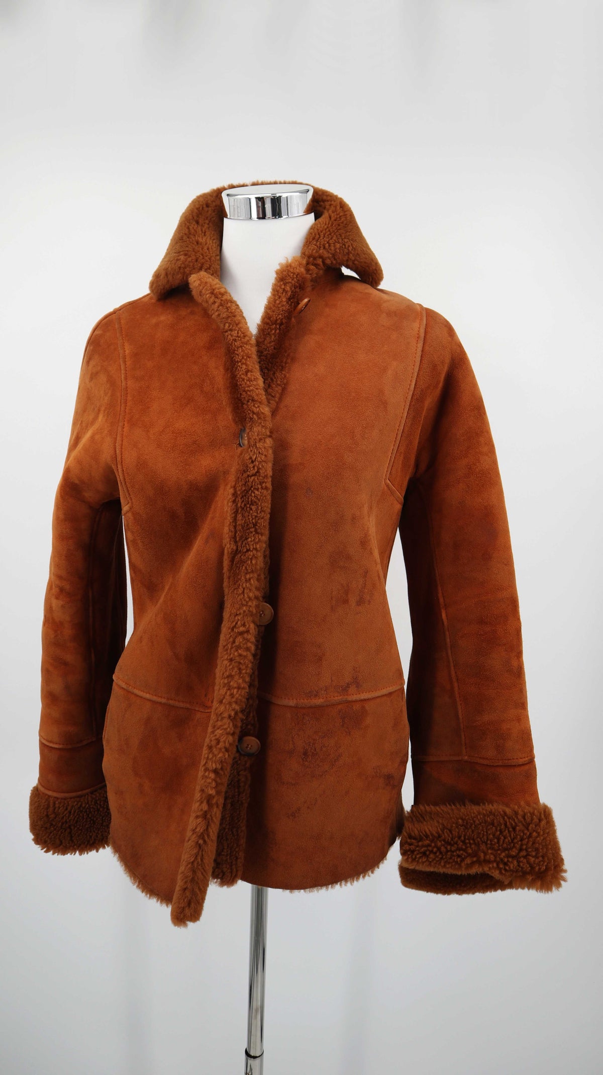 Braune Wildlederjacke Shearling 38 M Lammfelljacke Hellbraun Lederjacke