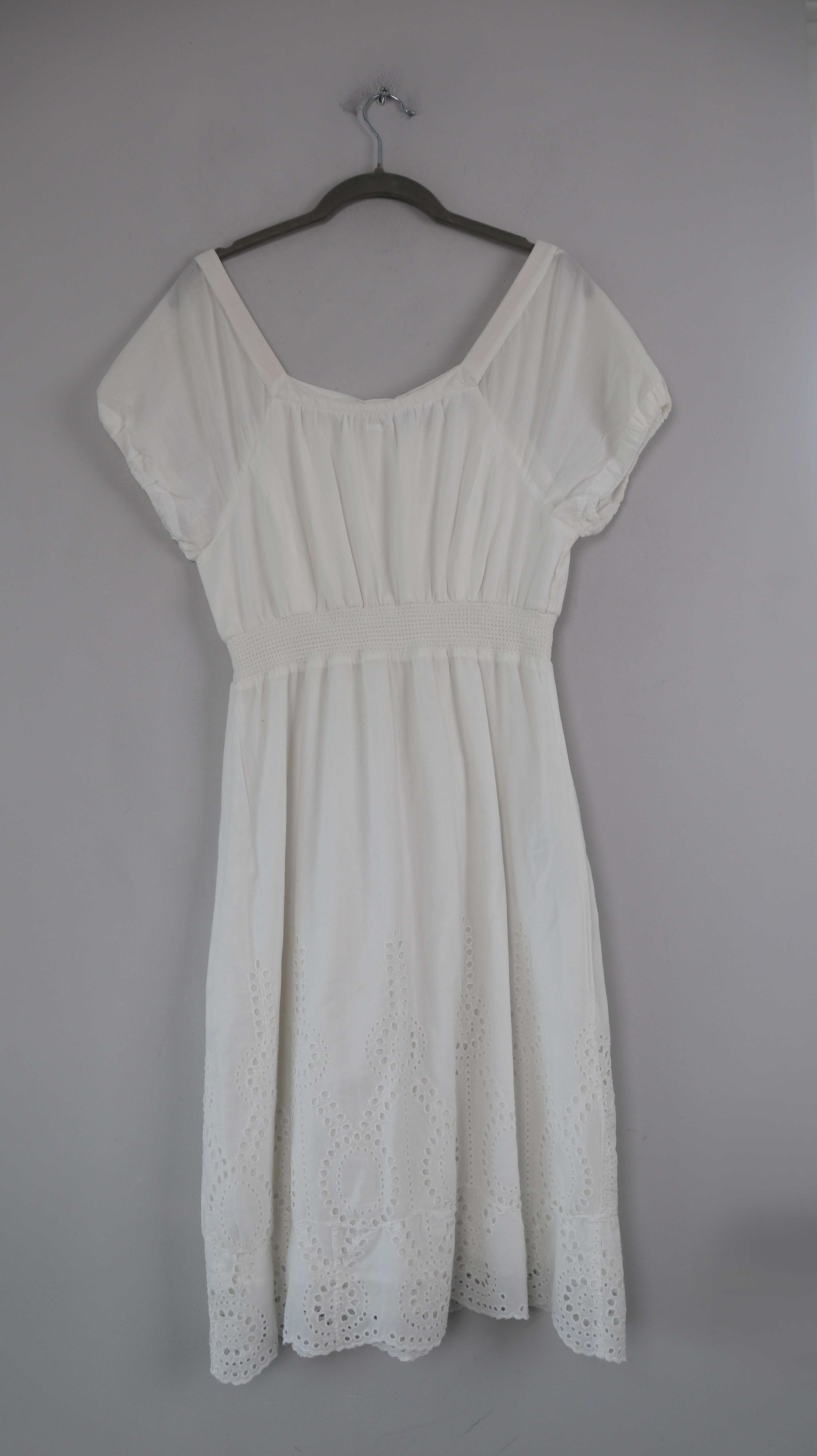 Esprit Kleid Midi Midikleid weiß basic einfarbig 40 L Sommerkleid