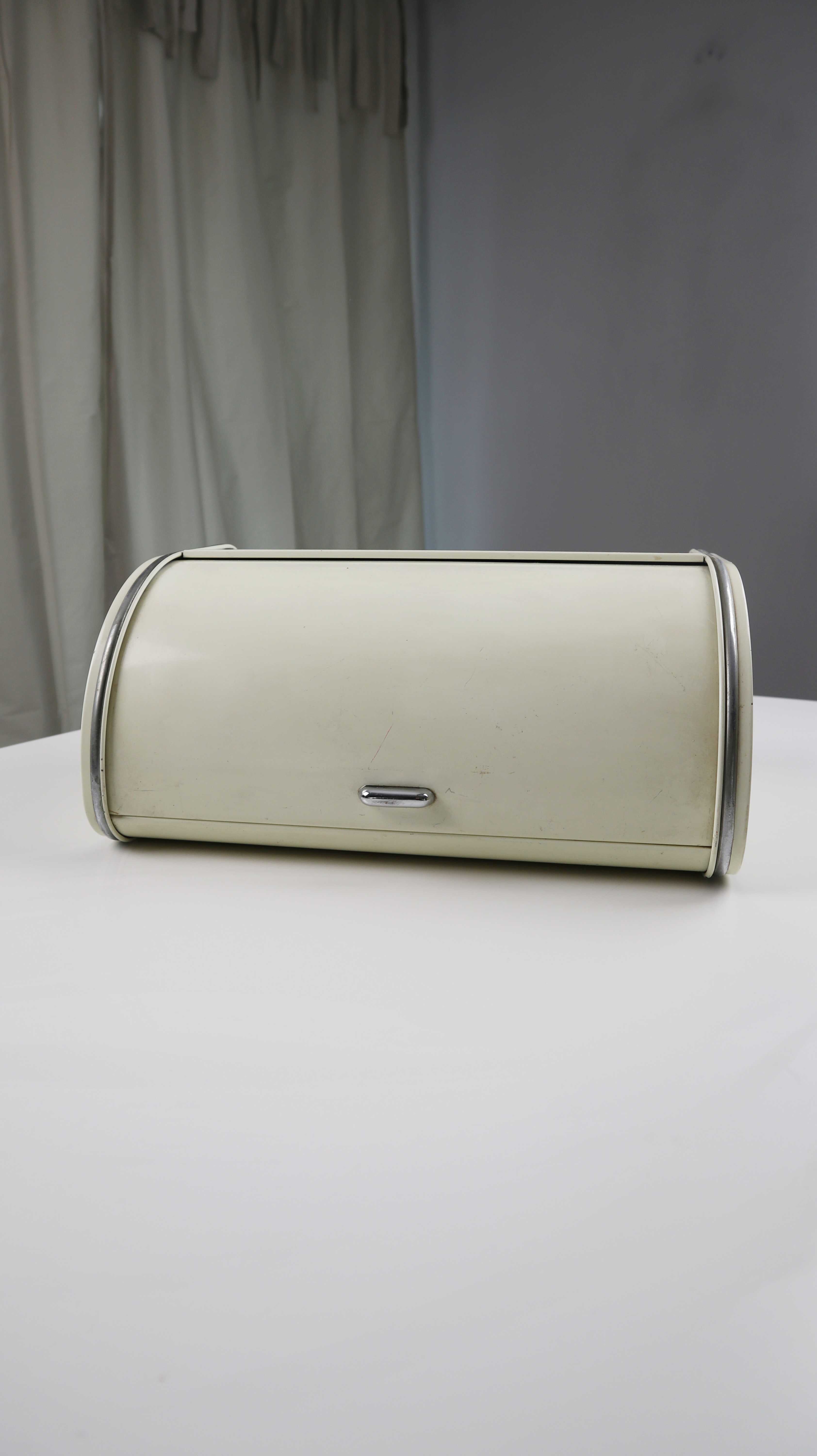 Brotbox Brotkiste Creme Beige Metall Retro Vintage Brotkasten Weiß