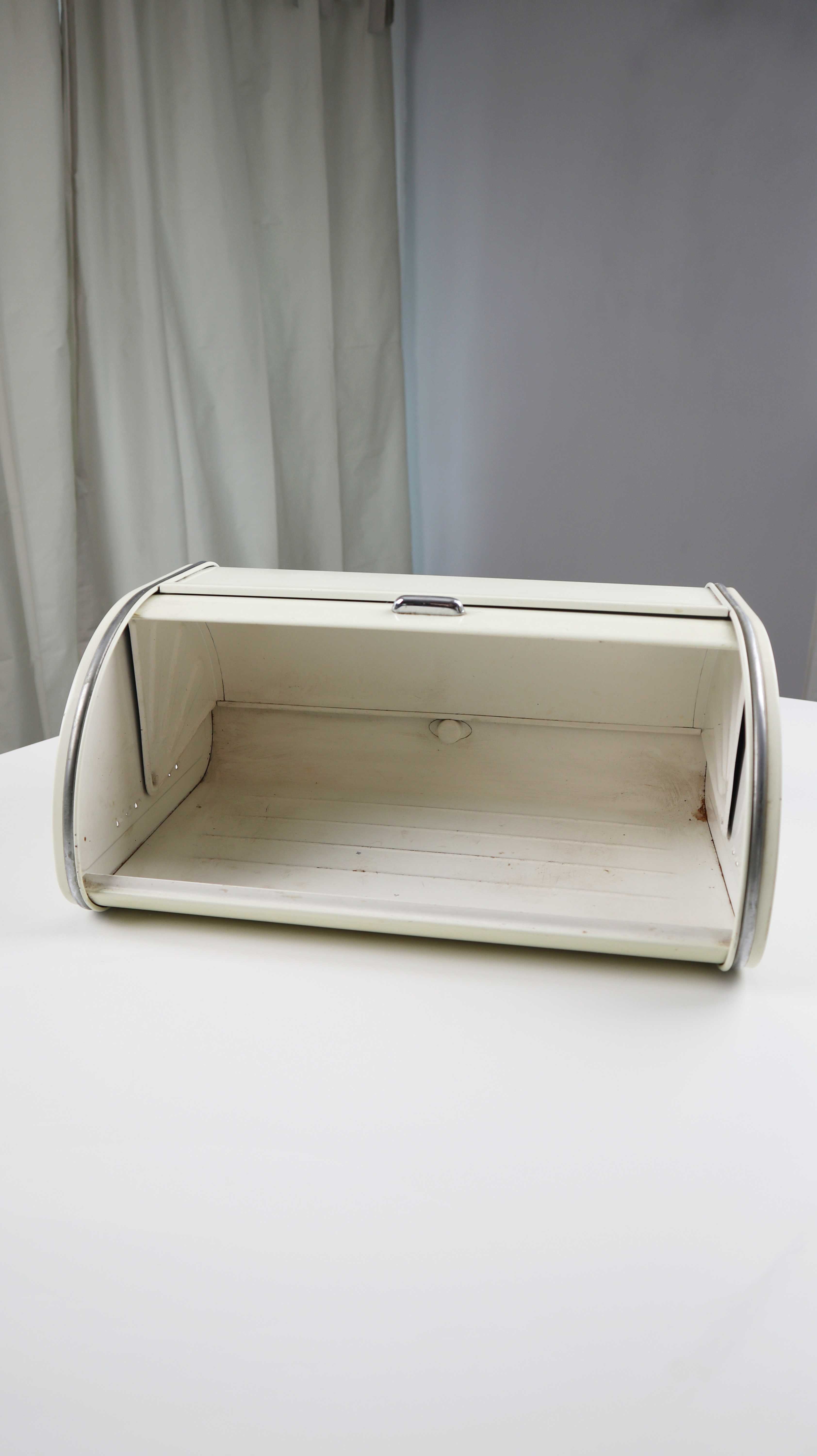 Brotbox Brotkiste Creme Beige Metall Retro Vintage Brotkasten Weiß