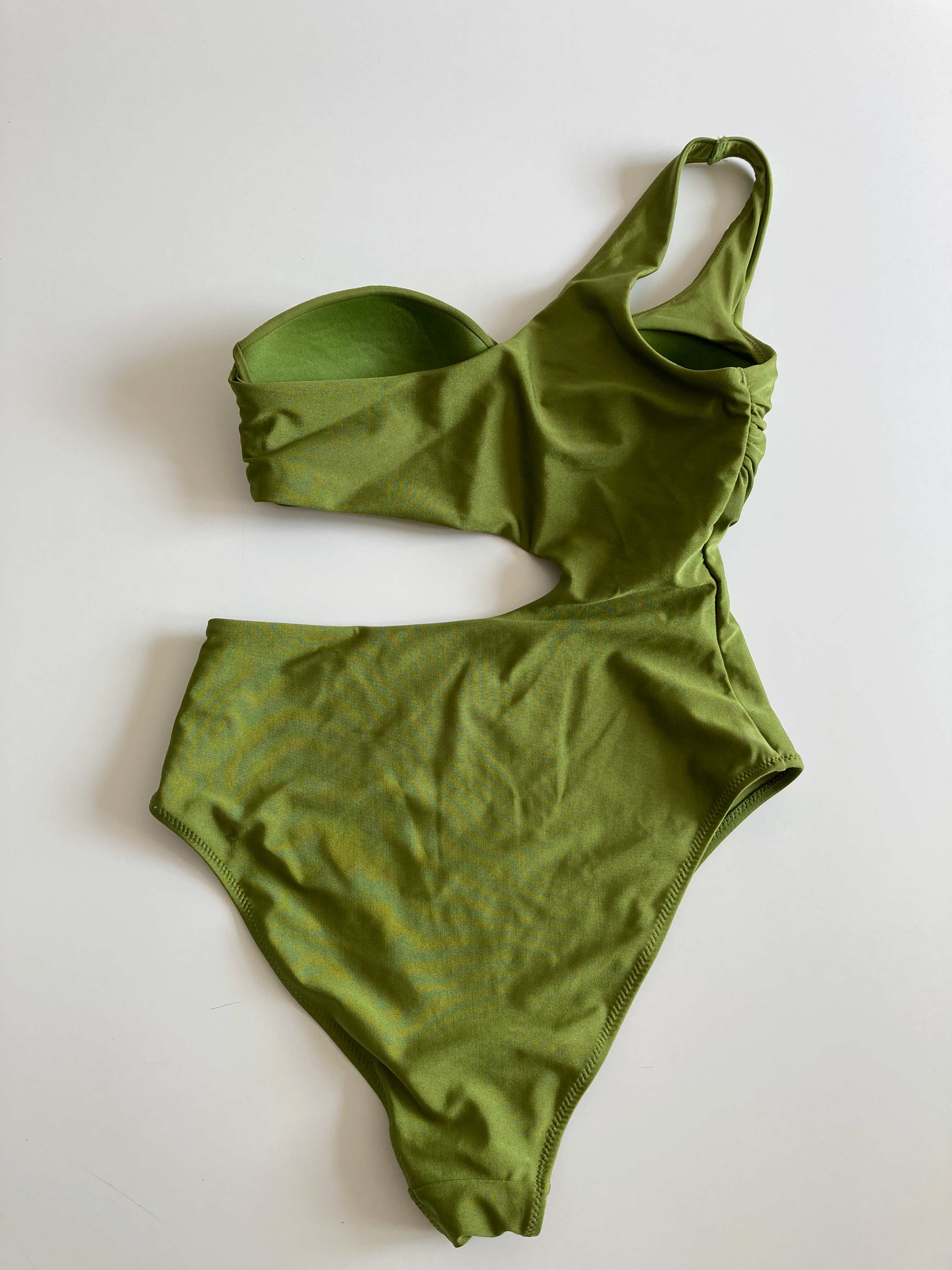 Badeanzug 38 M Grün basic Neckholder geometrisch Einteiler