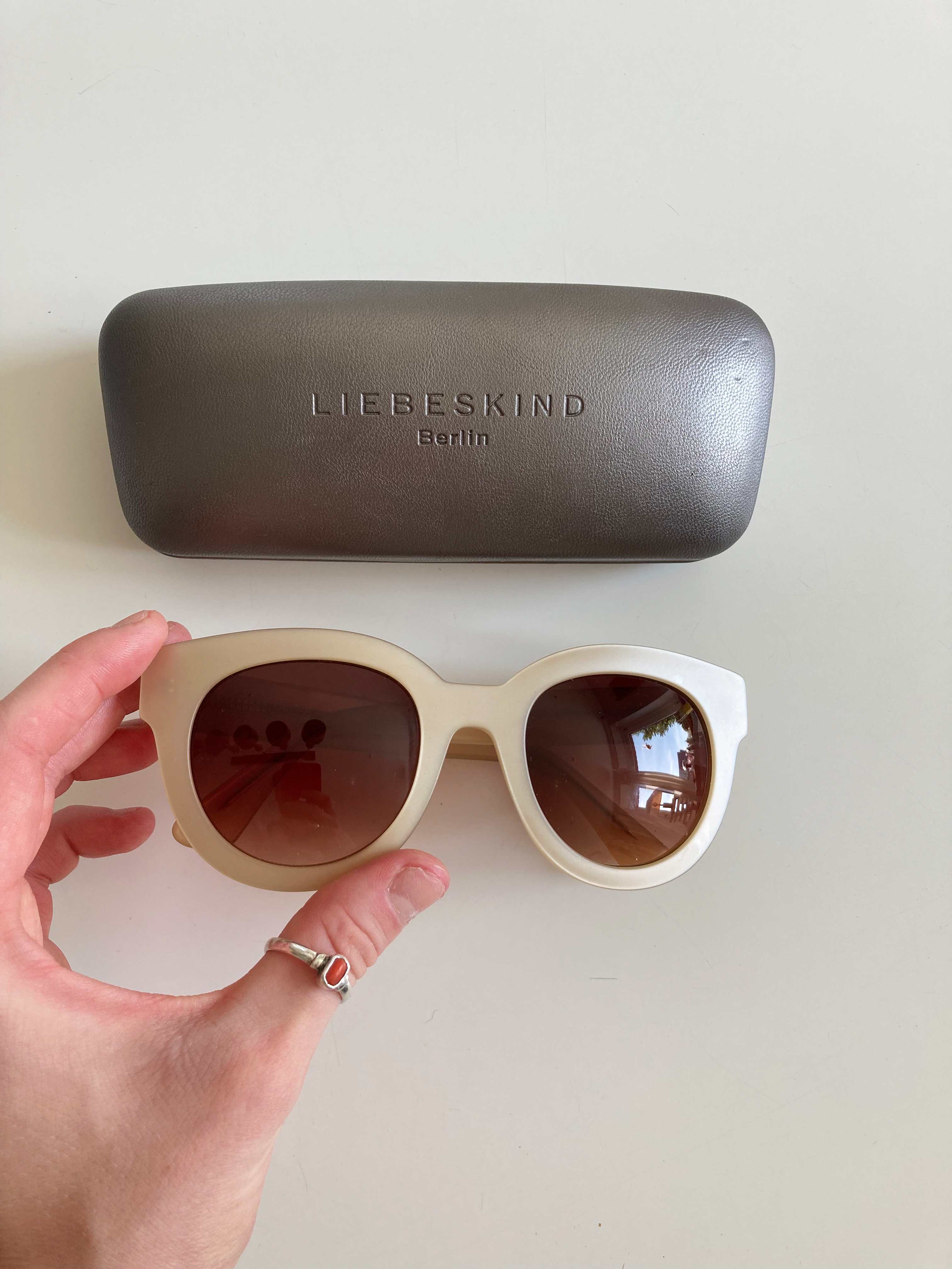 Liebeskind Sonnenbrille Creme Beige Brille groß rund Braun