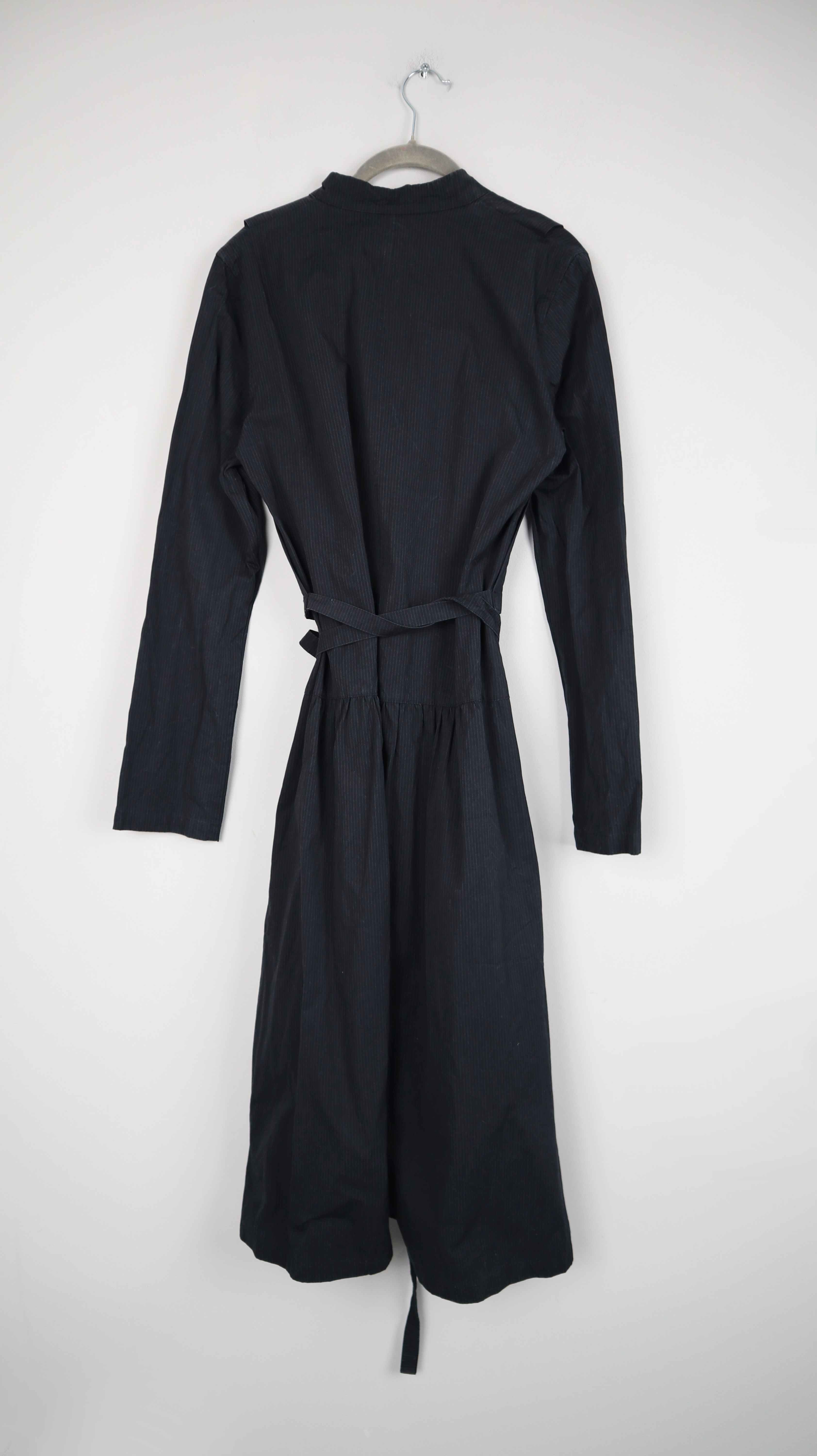 OMEN Kleid Schwarz Grau 36 S Midi Midikleid Winterkleid Nadelstreifen