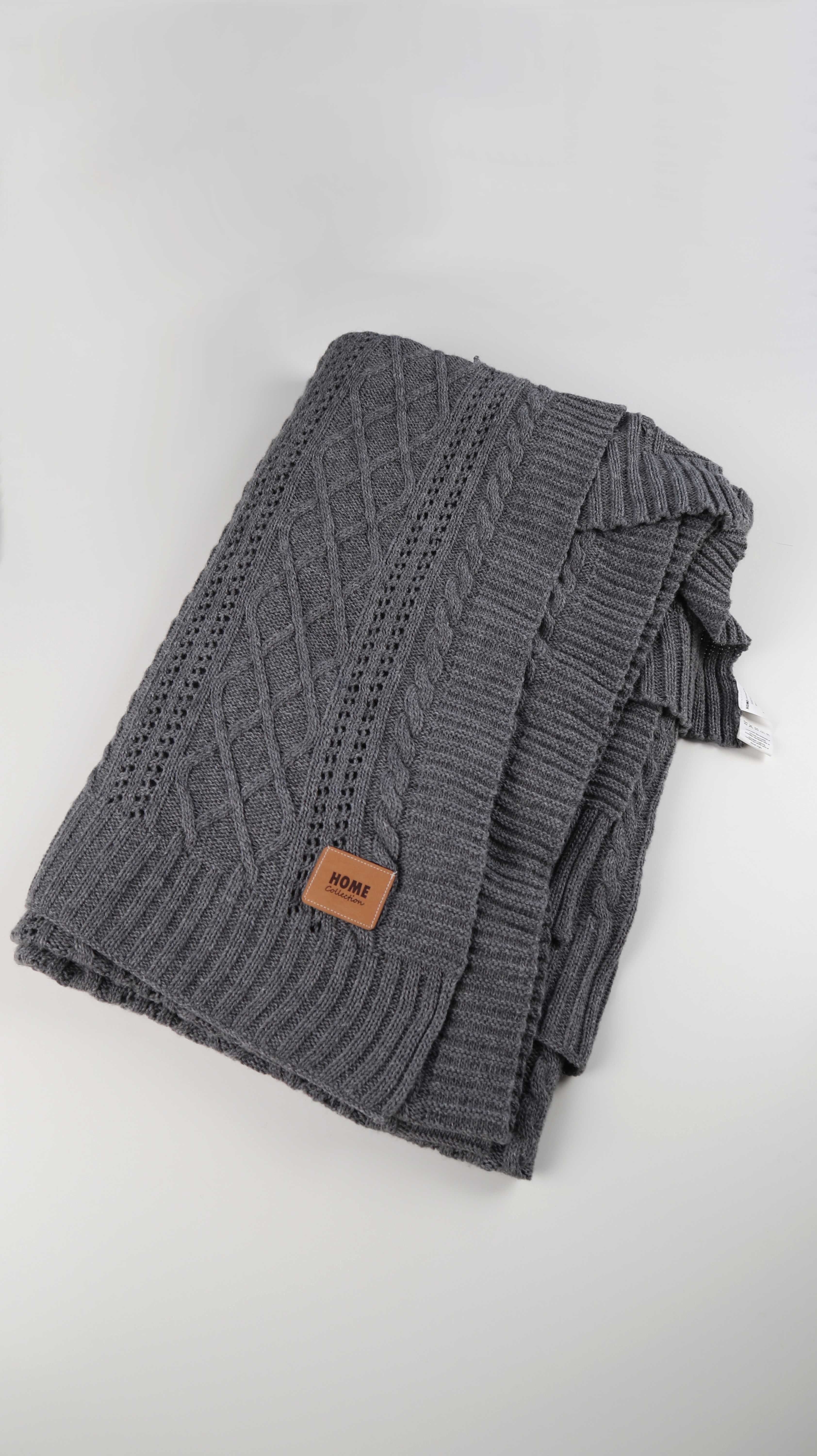 Home Collection Decke Wolldecke Grau Zopfmuster Kuscheldecke 130 x 170