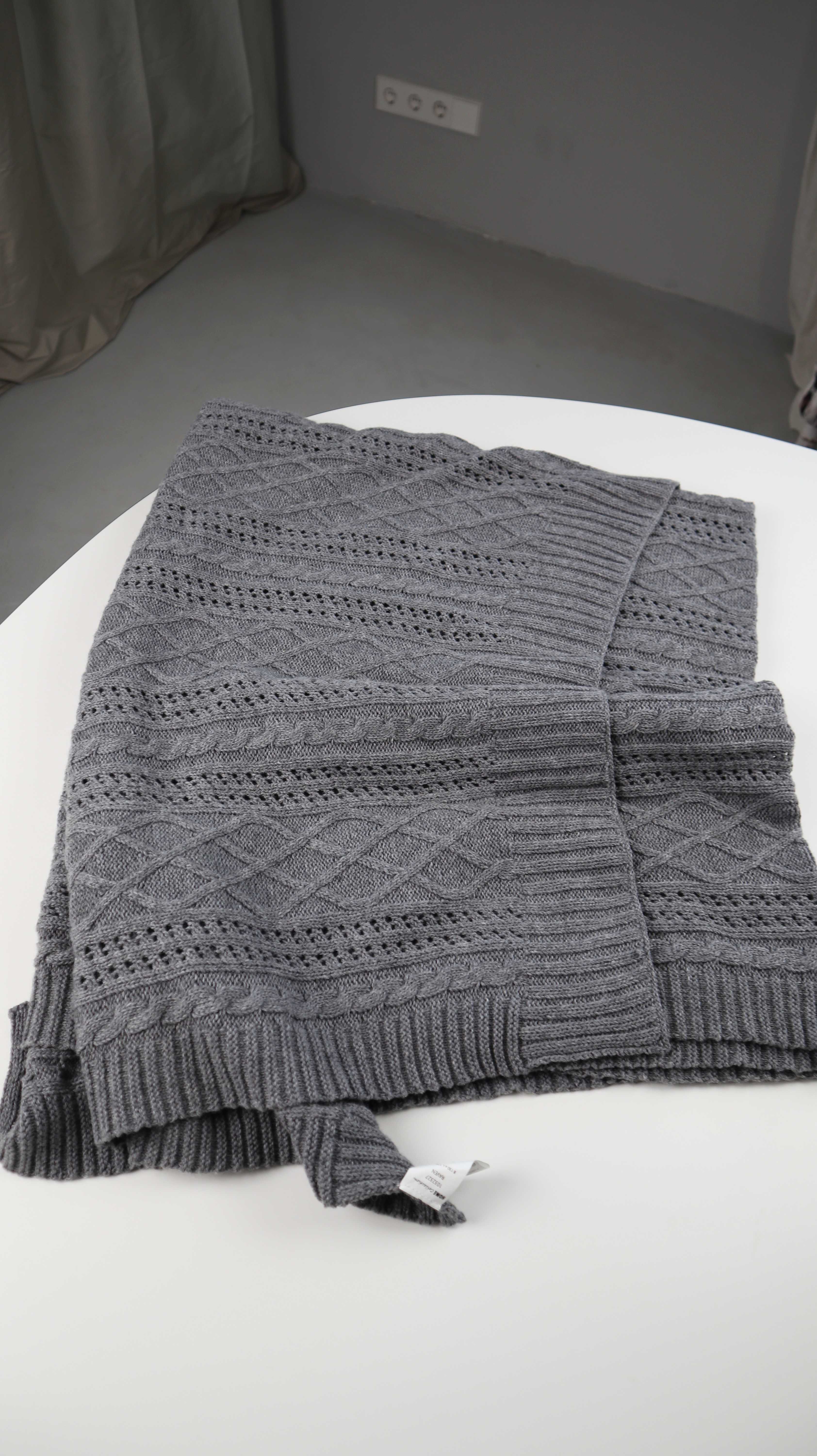 Home Collection Decke Wolldecke Grau Zopfmuster Kuscheldecke 130 x 170