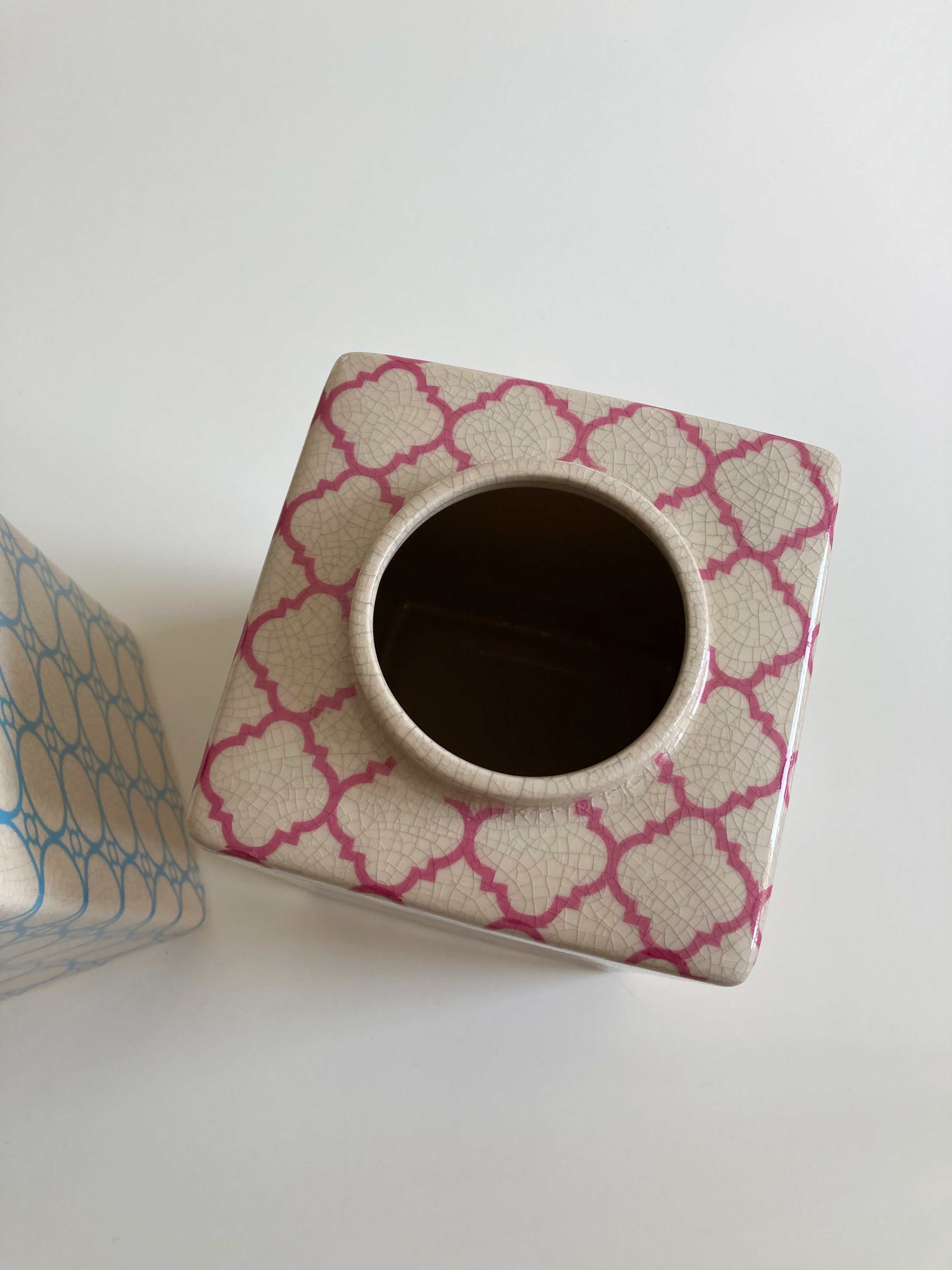 Neue Vasen eckig geometrisch Muster Rosa Türkis Blau Design Hippie