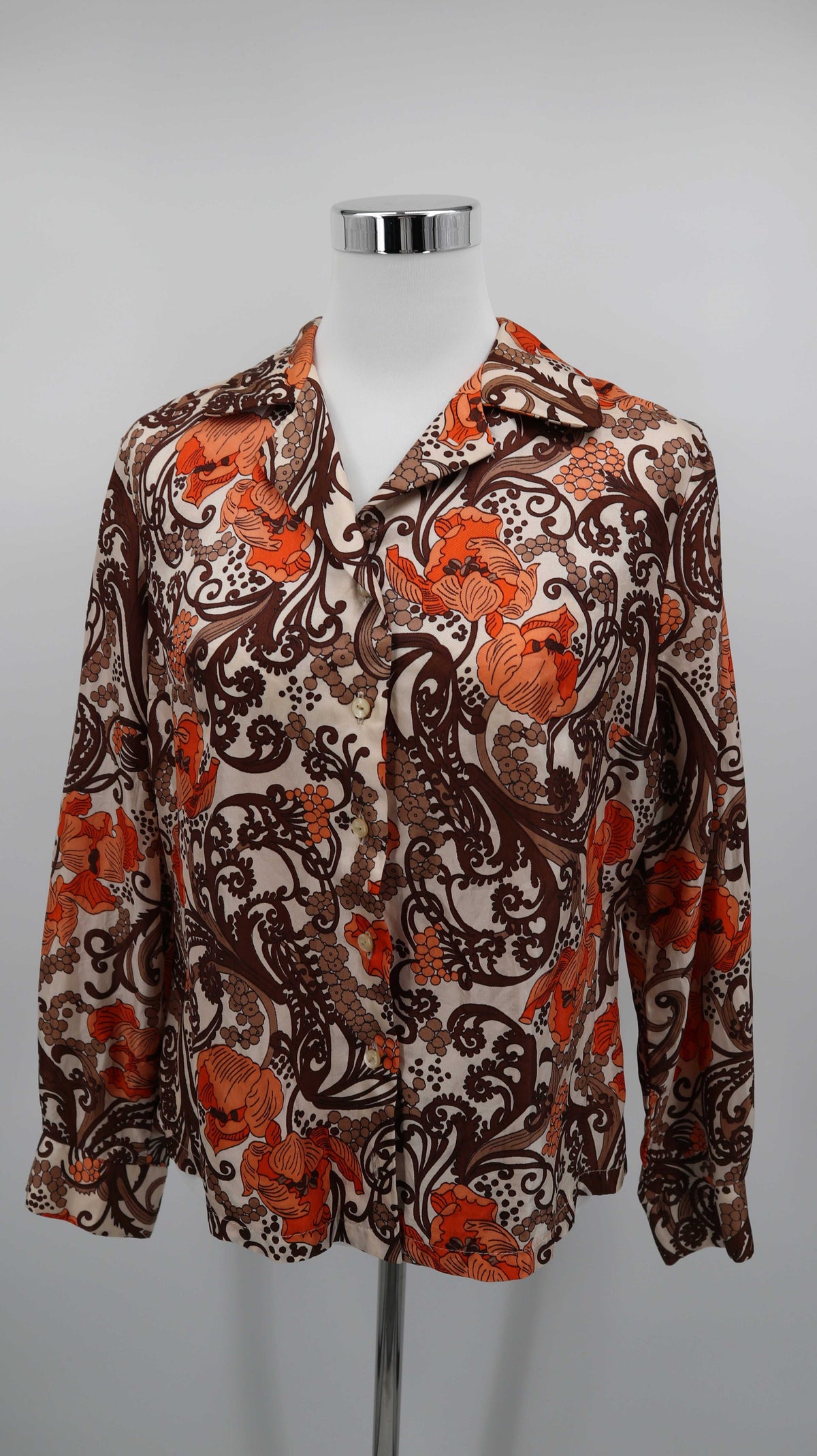 True Vintage Bluse Orange Braun 38 M Shirt Oberteil