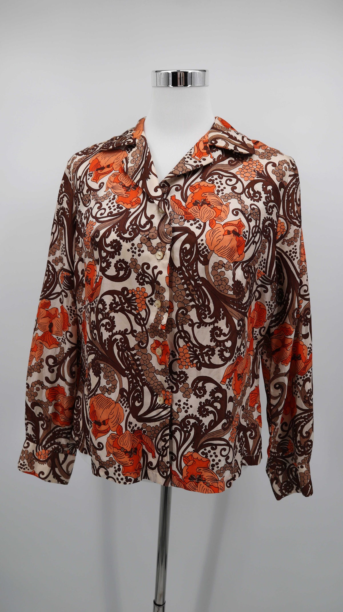 True Vintage Bluse Orange Braun 38 M Shirt Oberteil