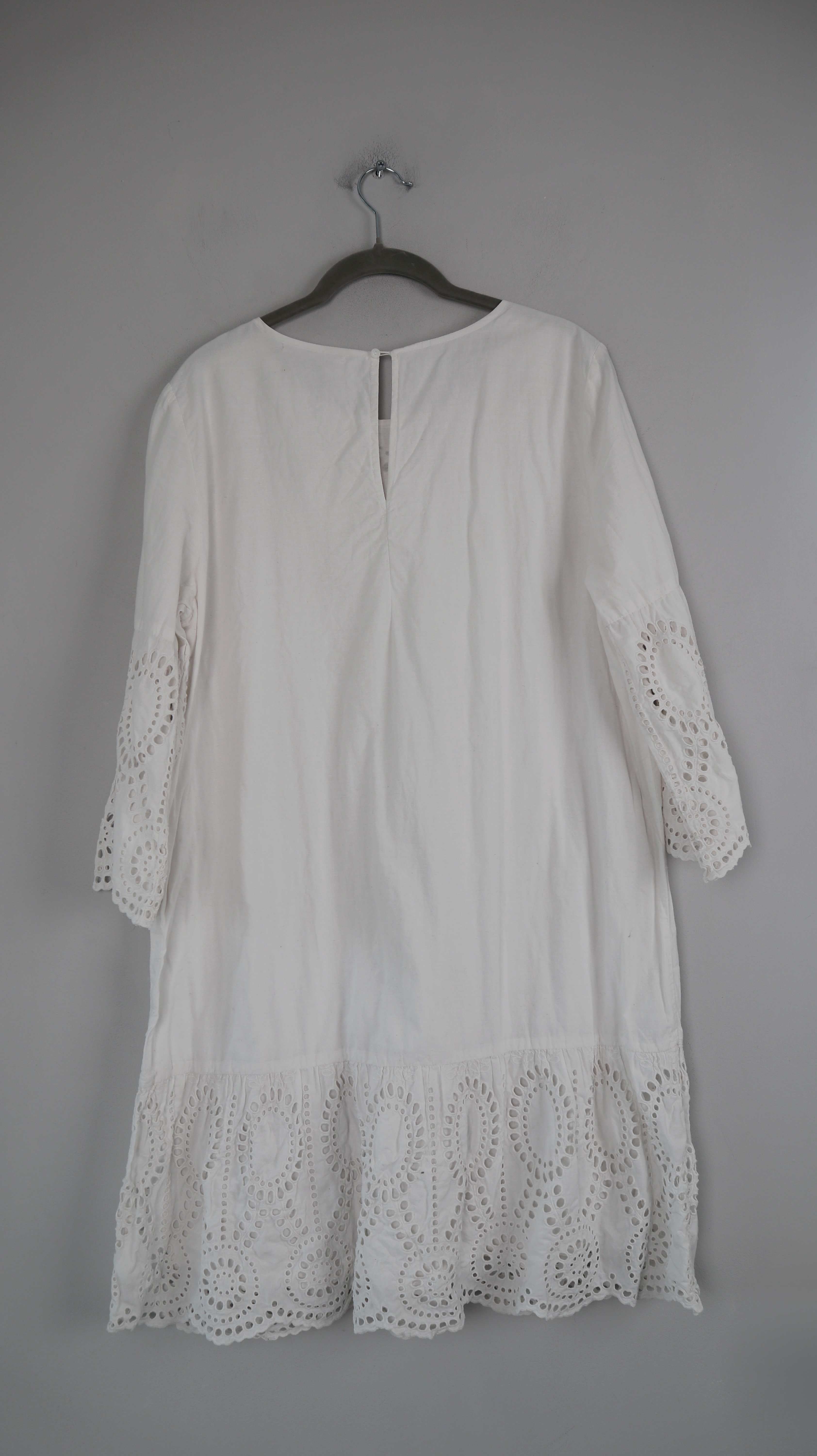 Bloom Kleid Weiß Midi Midikleid 38 M basic einfarbig gelocht