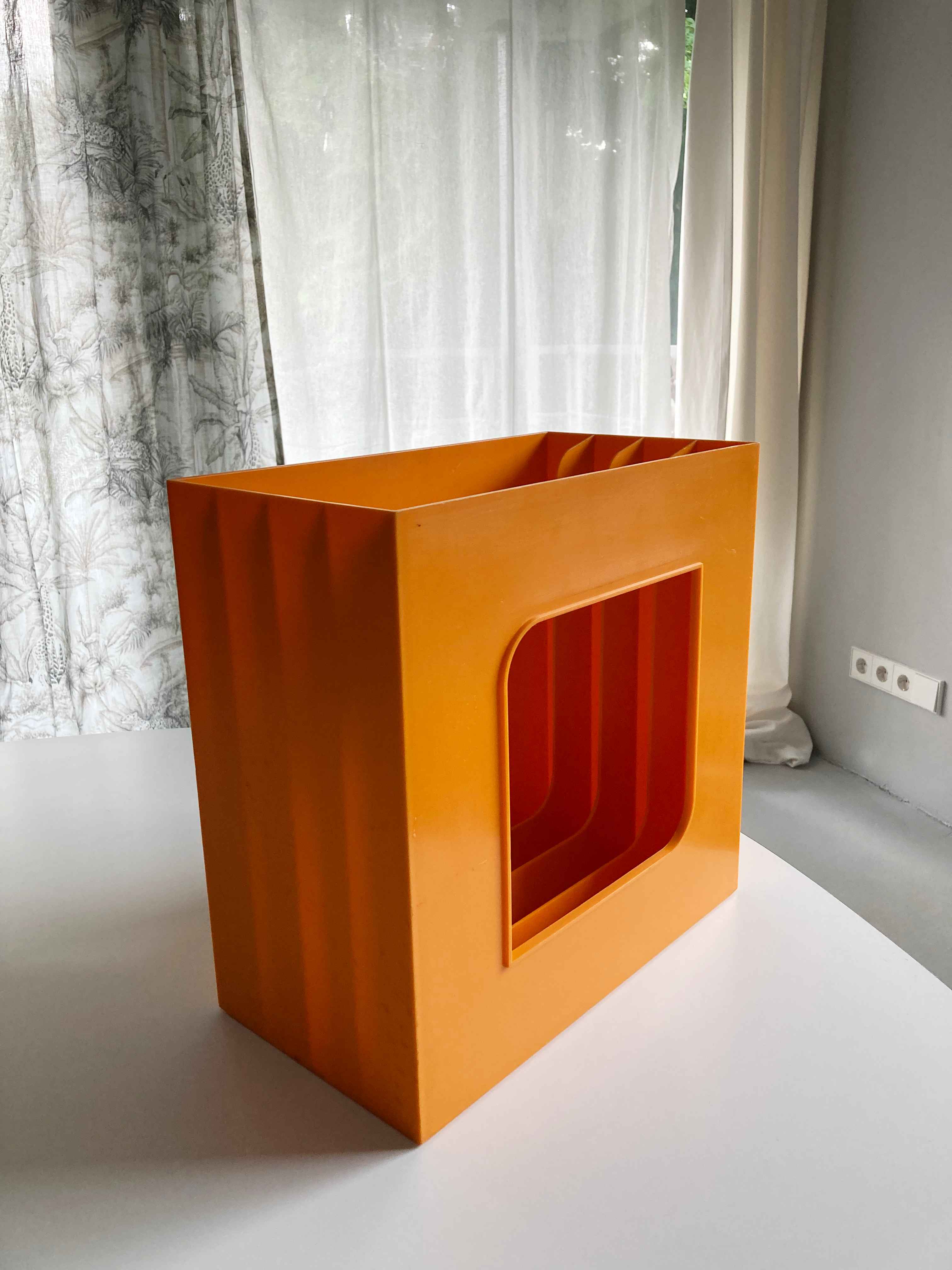 Vinyl Schallplattenhalter Schallplattenständer Orange Retro Tisch